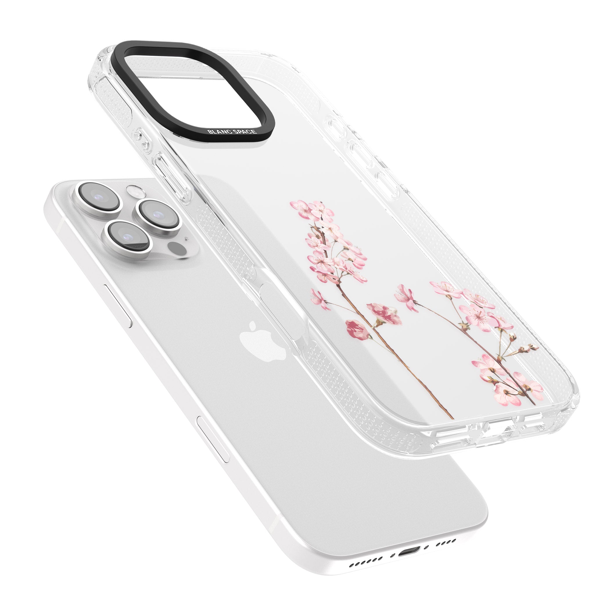 Blossom Flower iPhone 16 Pro Max / 16 Pro Clear Case Impact Air - Blanc Space