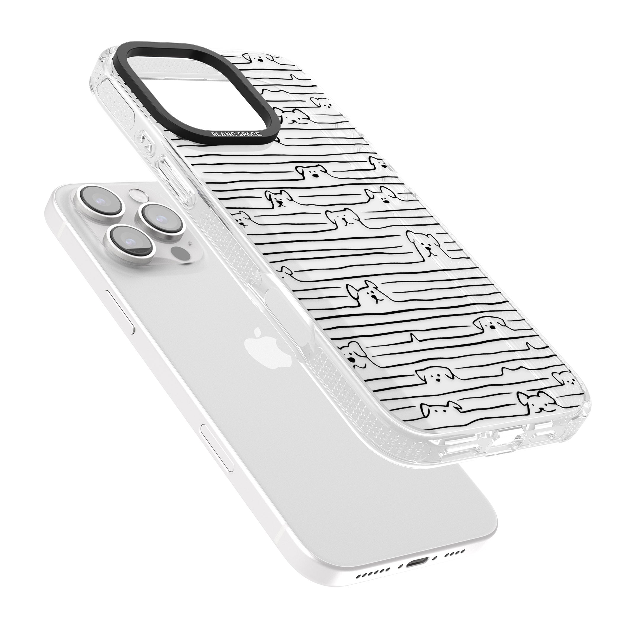 Dog Line Art - Black iPhone 16 Pro Max / 16 Pro Clear Case Impact Air - Blanc Space