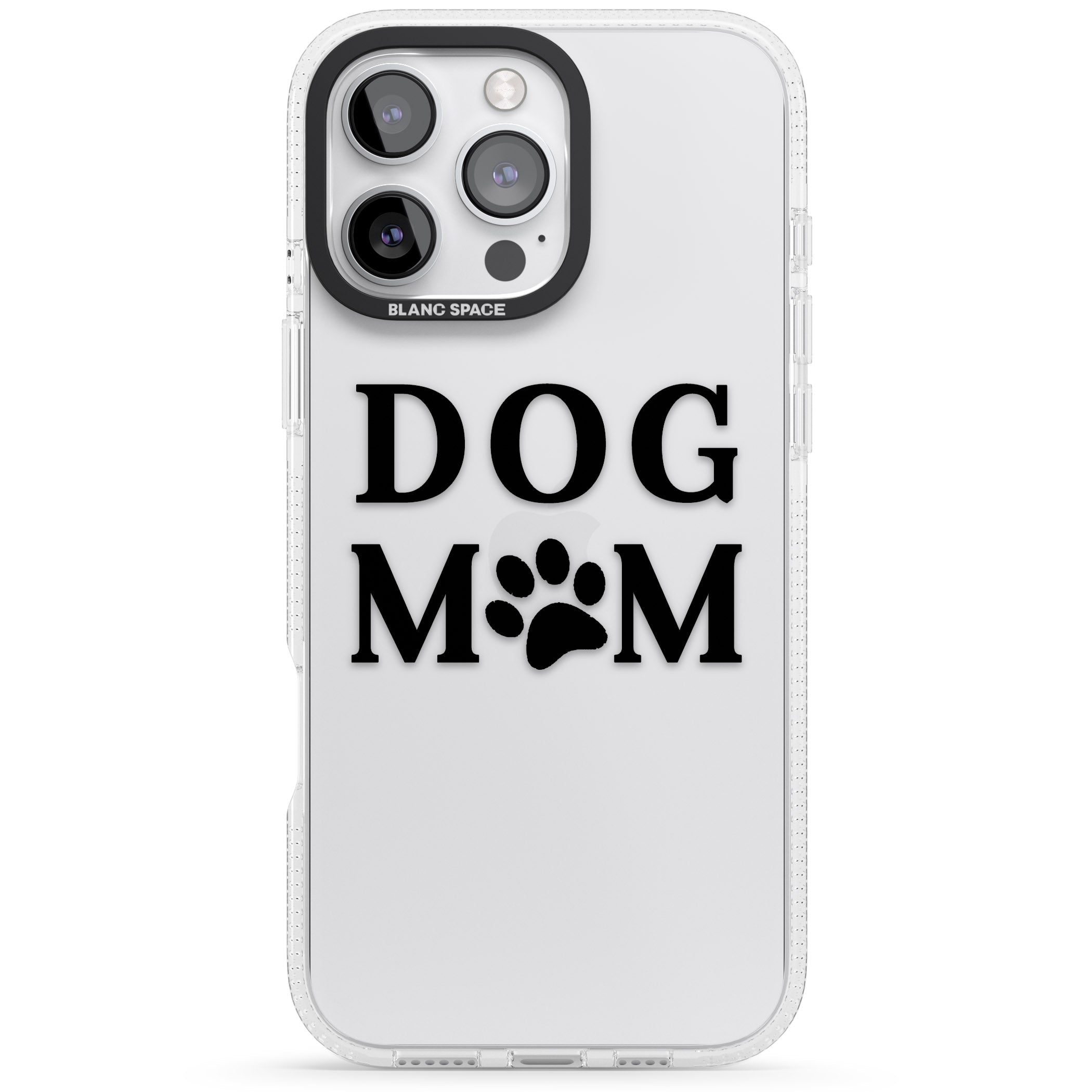 Dog Mom Paw Print iPhone 16 Pro Max / 16 Pro Clear Case Impact Air - Blanc Space