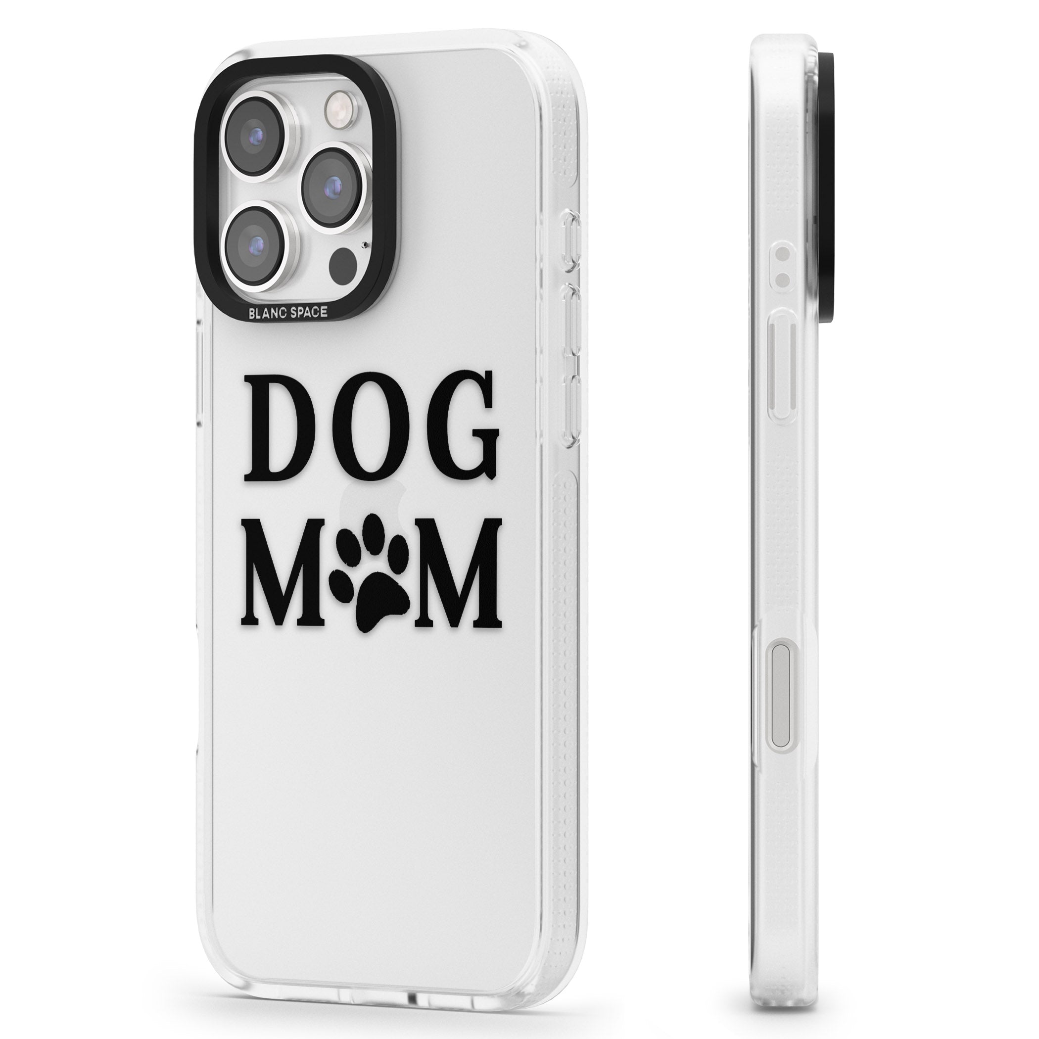 Dog Mom Paw Print iPhone 16 Pro Max / 16 Pro Clear Case Impact Air - Blanc Space