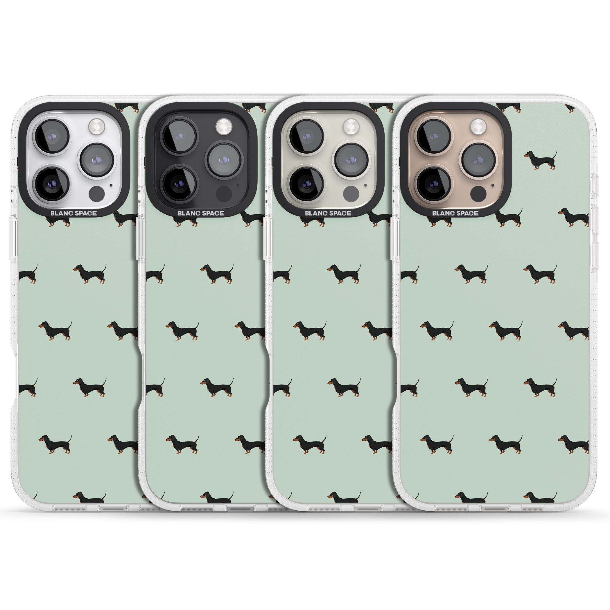 Dachshund Dog Pattern iPhone 16 Pro Max / 16 Pro Clear Case Impact Air - Blanc Space