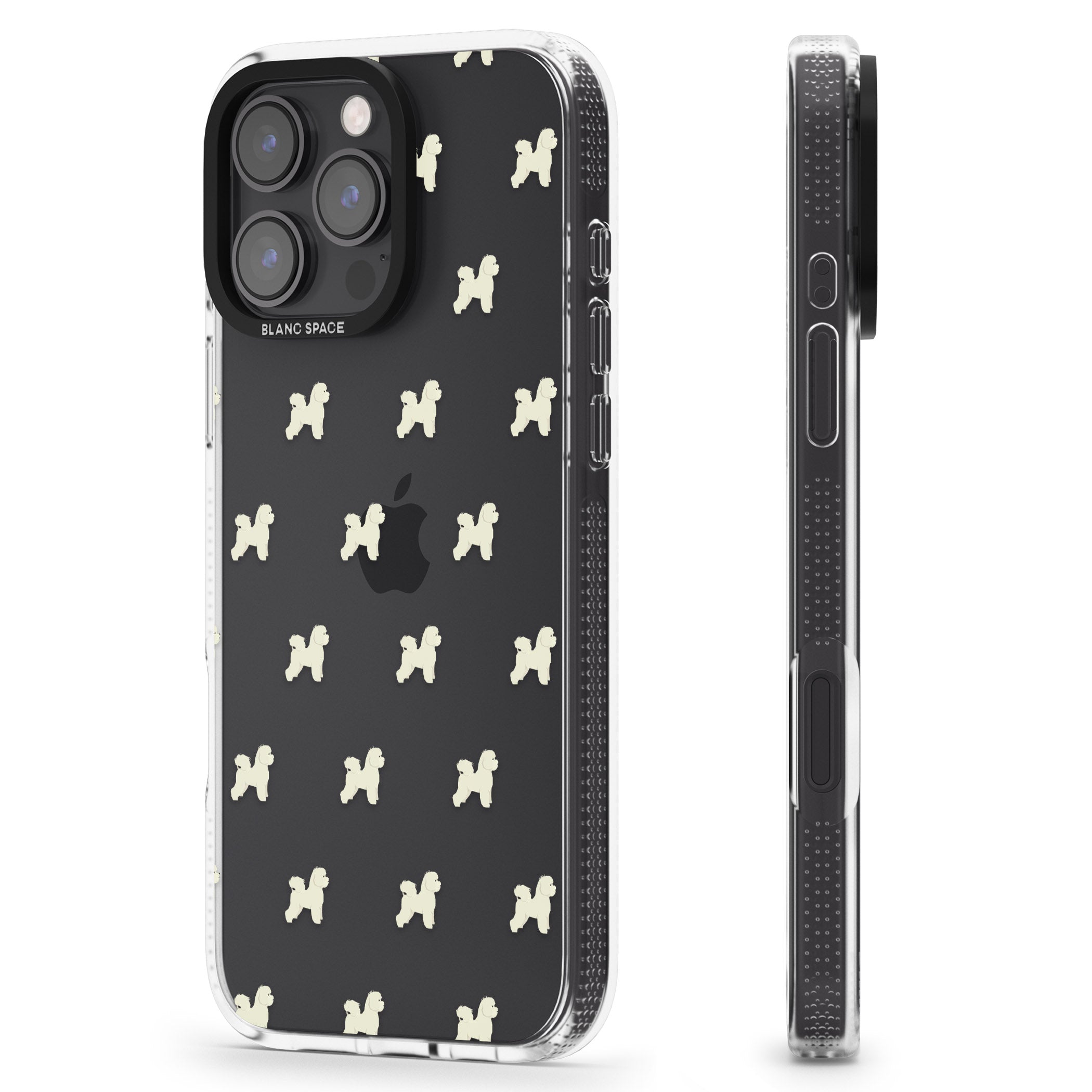 Bichon Frise Dog Pattern Clear iPhone 16 Pro Max / 16 Pro Clear Case Impact Air - Blanc Space