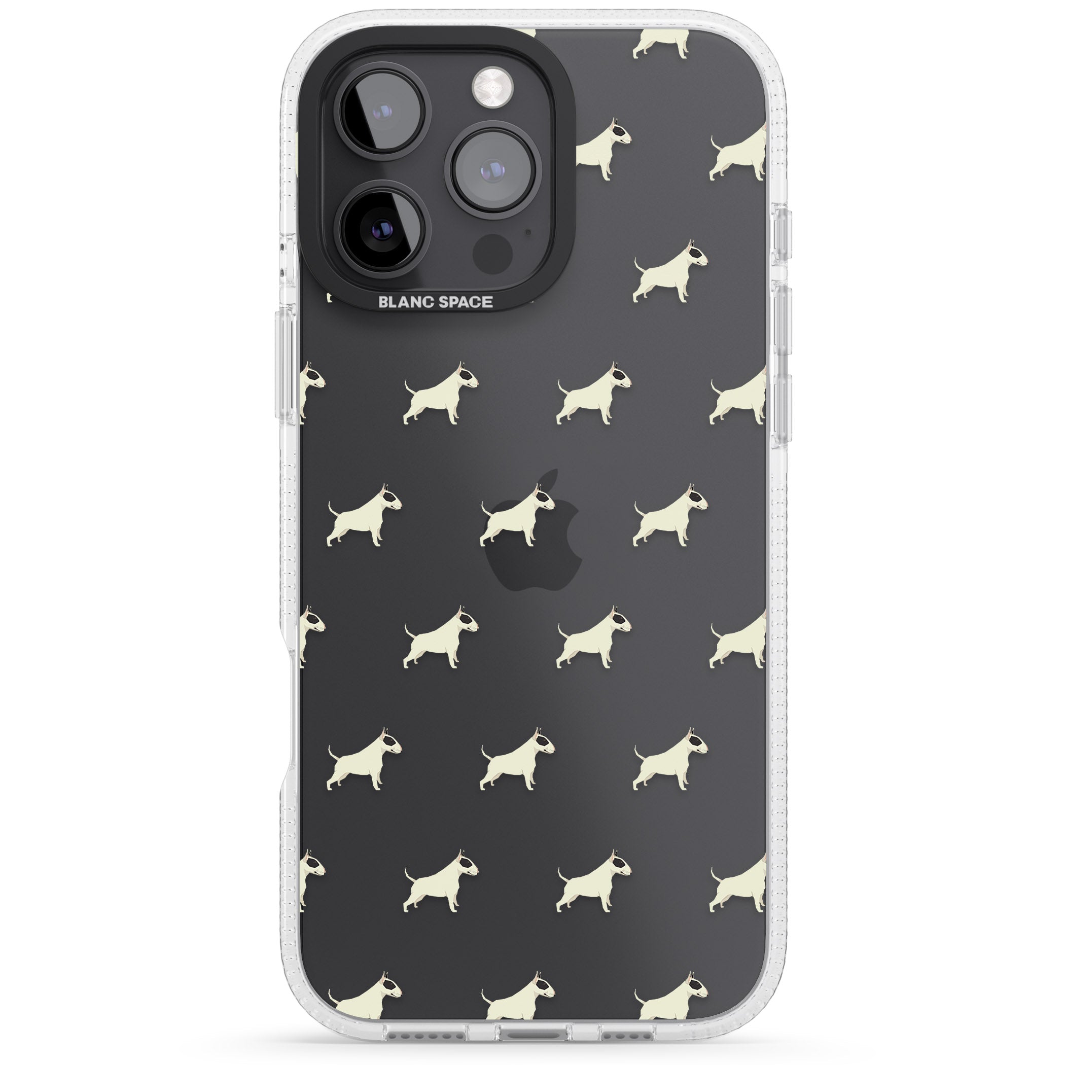 Bull Terrier Dog Pattern Clear iPhone 16 Pro Max / 16 Pro Clear Case Impact Air - Blanc Space