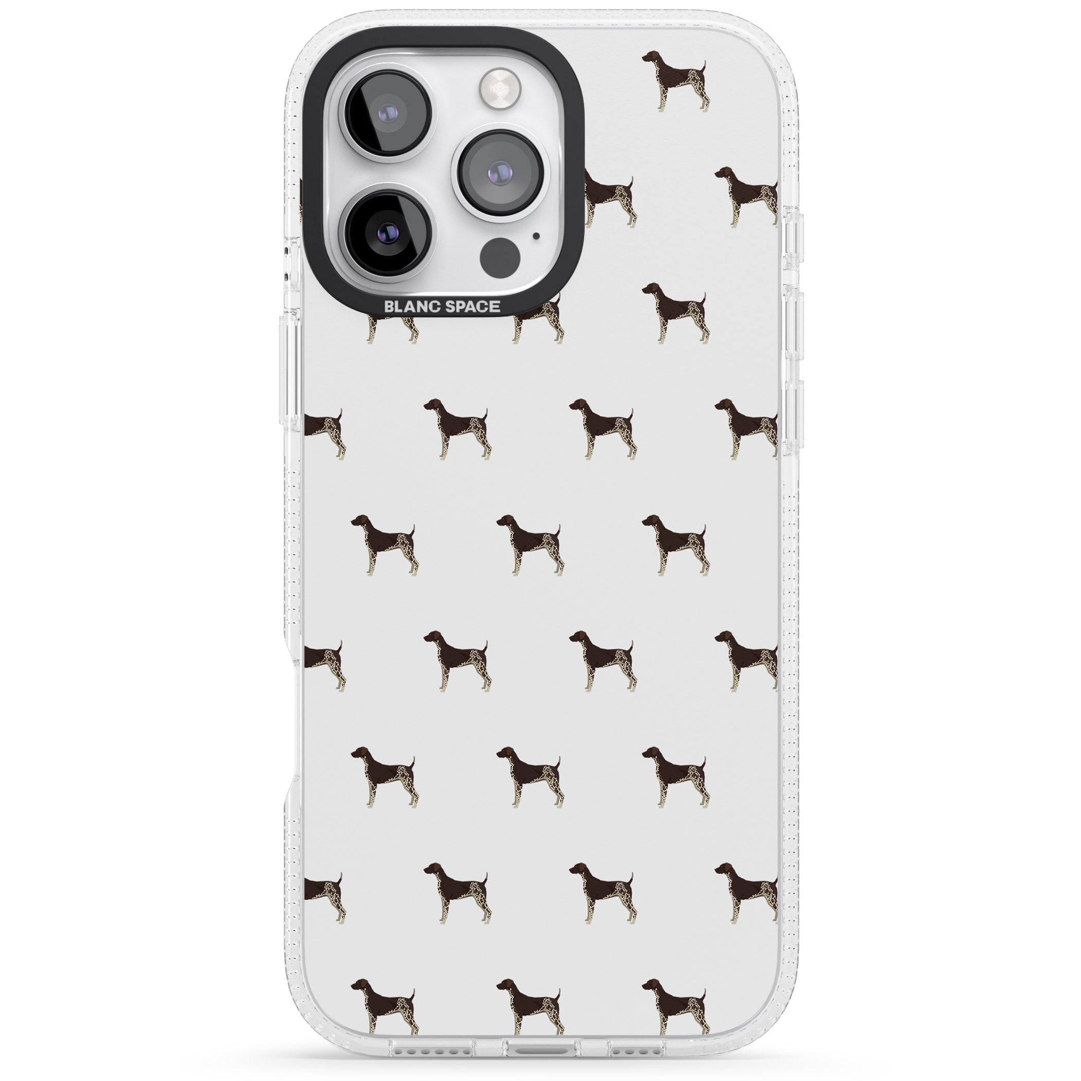 German Shorthaired Pointer Dog Pattern iPhone 16 Pro Max / 16 Pro Clear Case Impact Air - Blanc Space