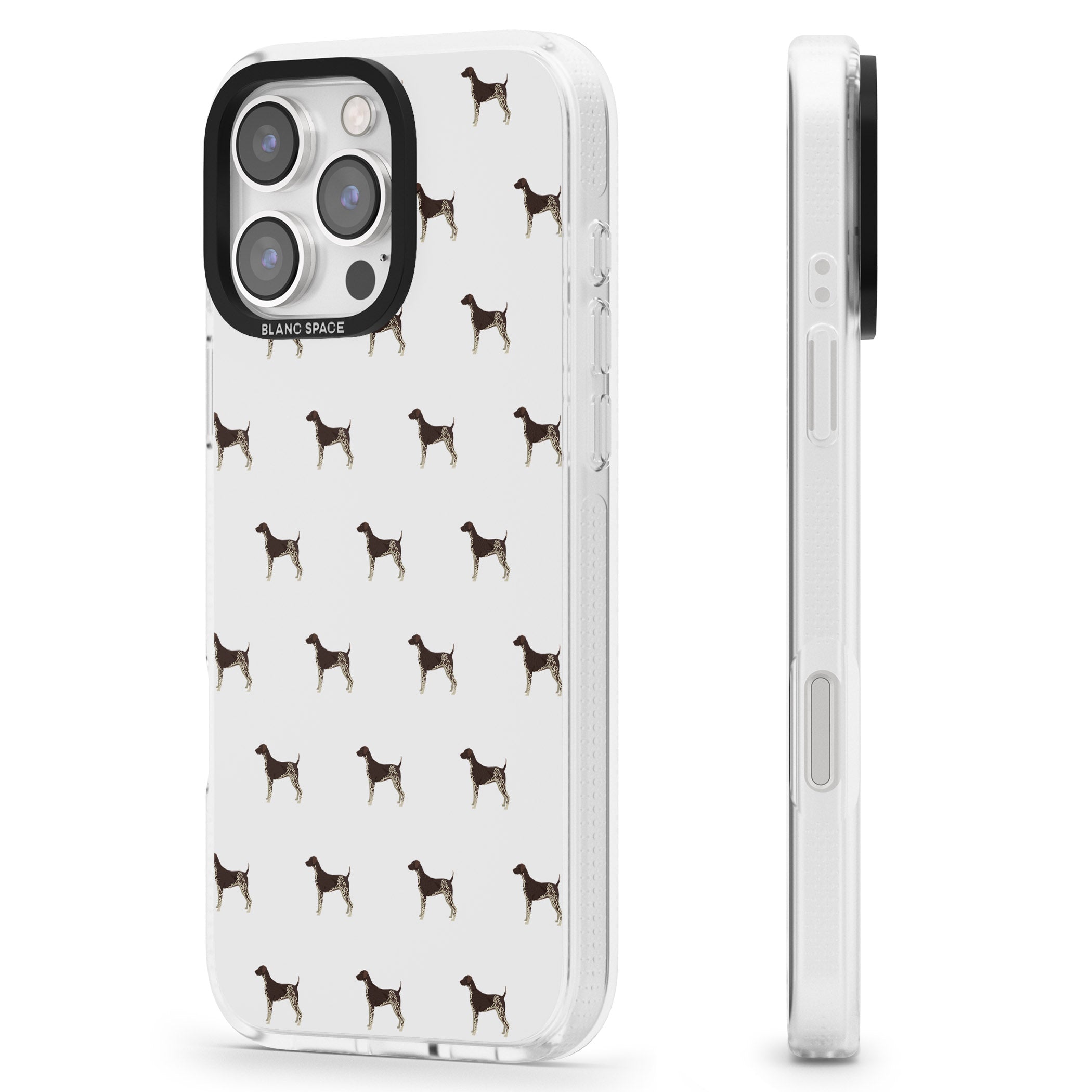 German Shorthaired Pointer Dog Pattern iPhone 16 Pro Max / 16 Pro Clear Case Impact Air - Blanc Space