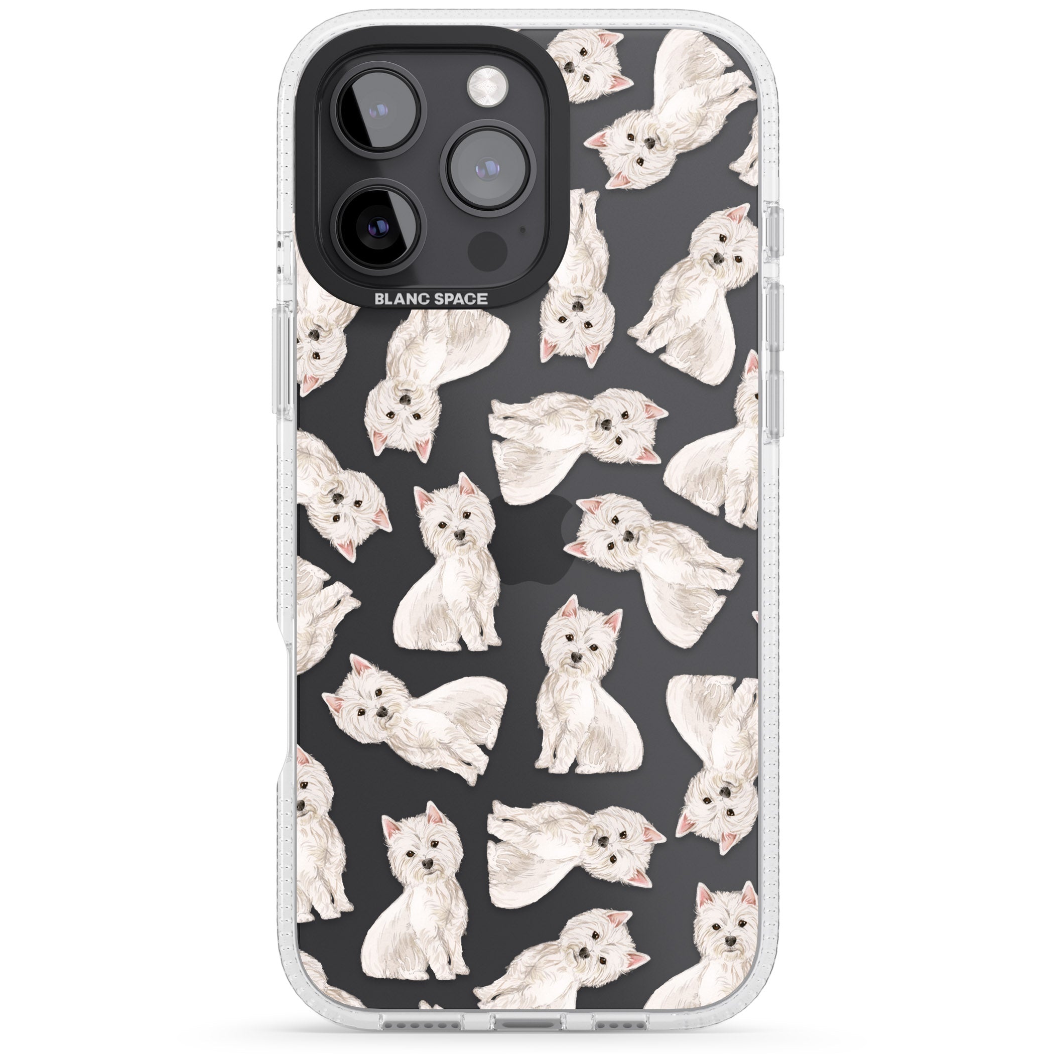 Westie Watercolour Dog Pattern iPhone 16 Pro Max / 16 Pro Clear Case Impact Air - Blanc Space