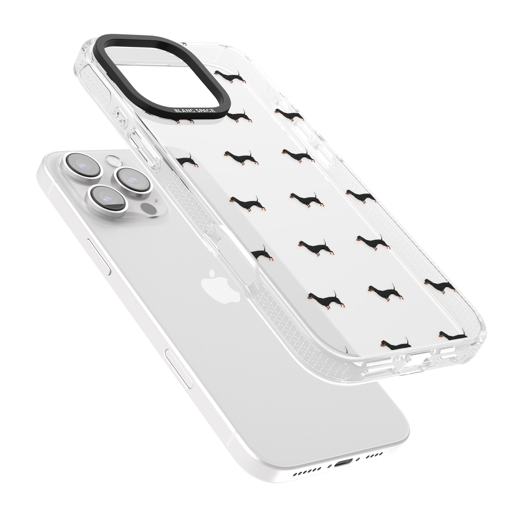 Dachshund Dog Pattern Clear iPhone 16 Pro Max / 16 Pro Clear Case Impact Air - Blanc Space
