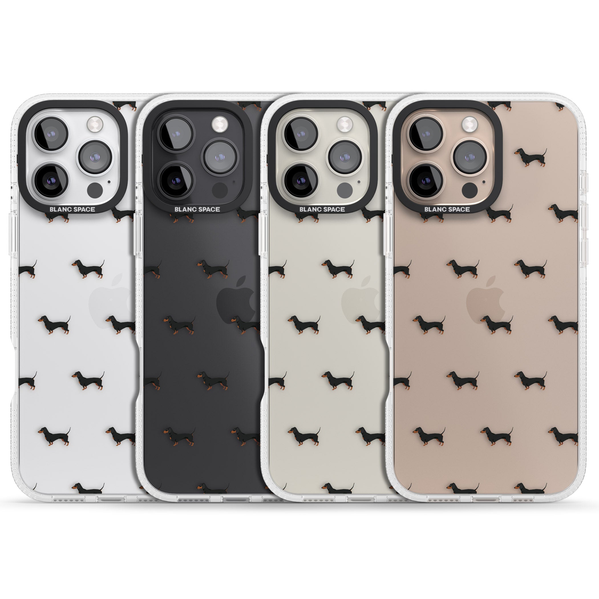 Dachshund Dog Pattern Clear iPhone 16 Pro Max / 16 Pro Clear Case Impact Air - Blanc Space