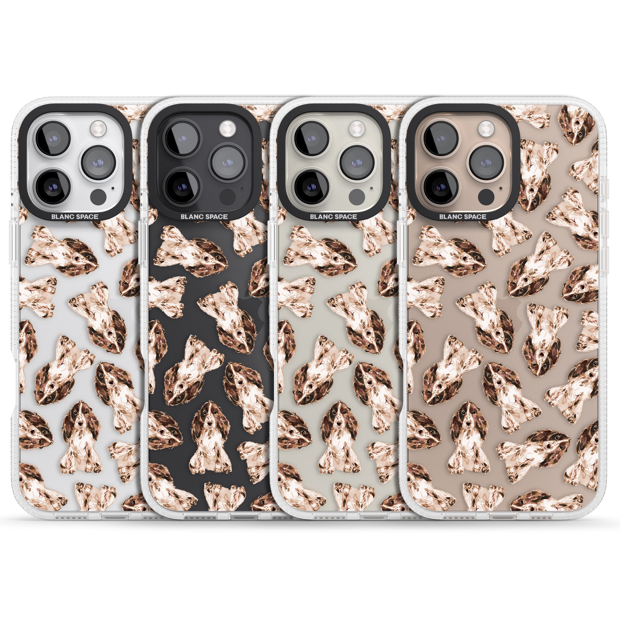 Cocker Spaniel (Brown) Watercolour Dog Pattern iPhone 16 Pro Max / 16 Pro Clear Case Impact Air - Blanc Space