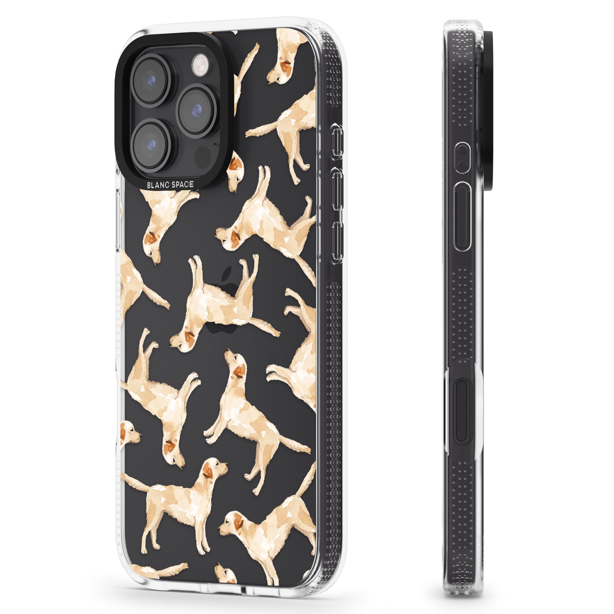 Yellow Labrador Watercolour Dog Pattern iPhone 16 Pro Max / 16 Pro Clear Case Impact Air - Blanc Space