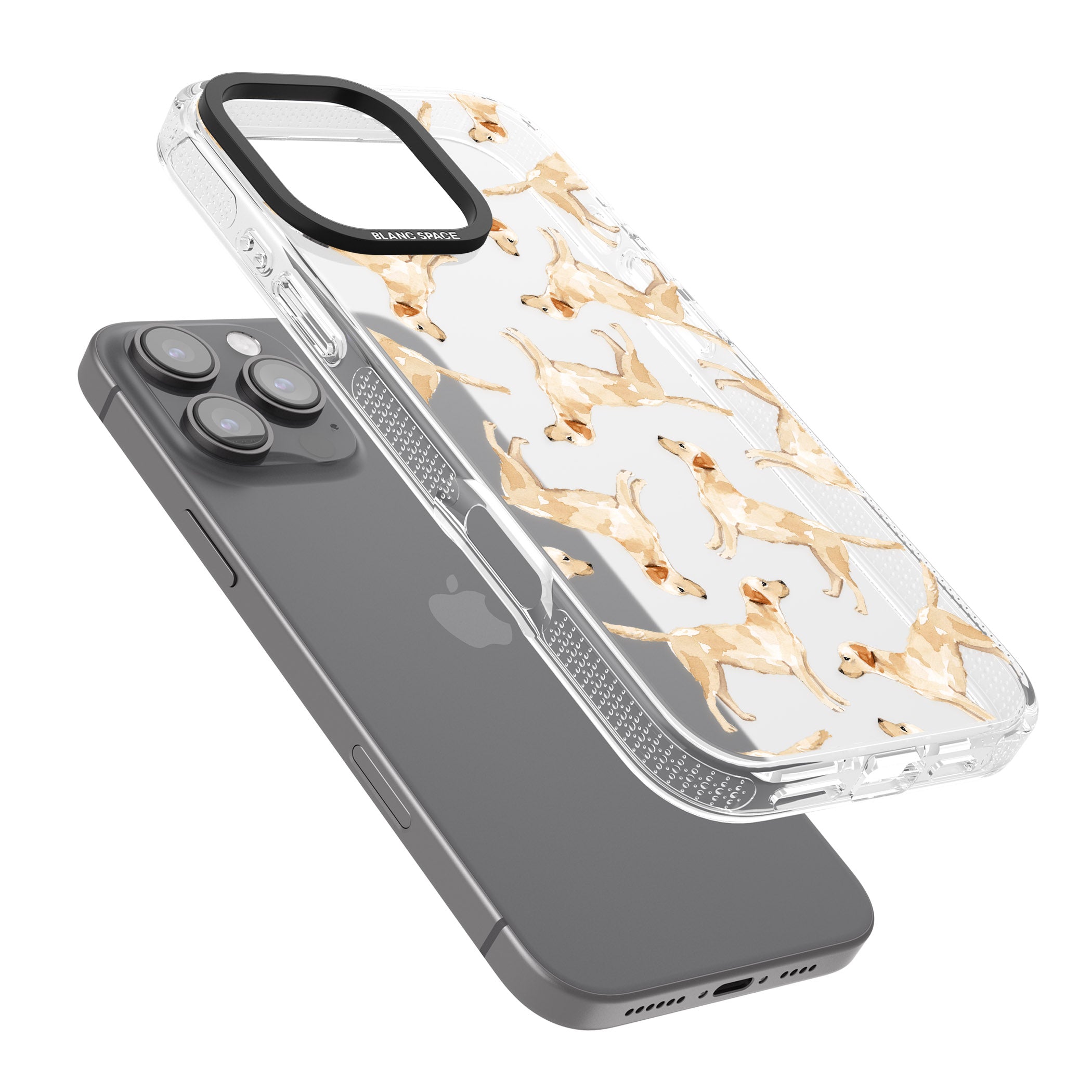 Yellow Labrador Watercolour Dog Pattern iPhone 16 Pro Max / 16 Pro Clear Case Impact Air - Blanc Space