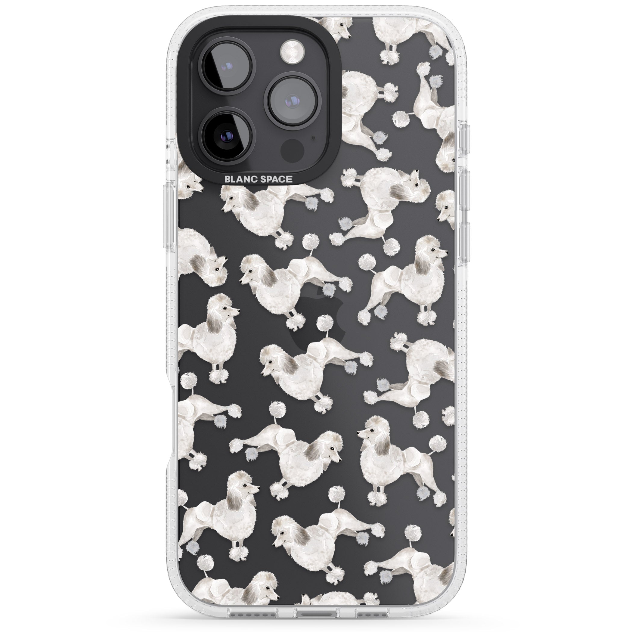 Poodle (White) Watercolour Dog Pattern iPhone 16 Pro Max / 16 Pro Clear Case Impact Air - Blanc Space