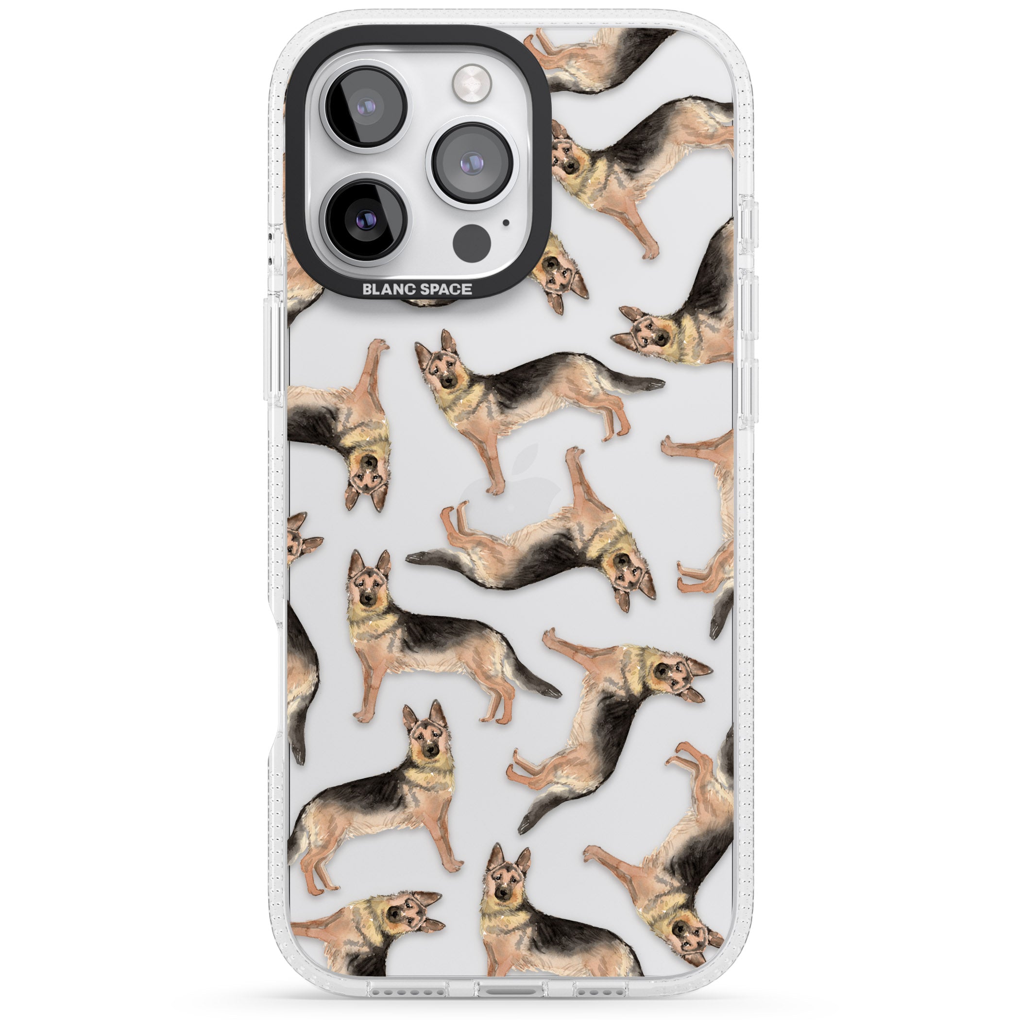 German Shepherd Watercolour Dog Pattern iPhone 16 Pro Max / 16 Pro Clear Case Impact Air - Blanc Space