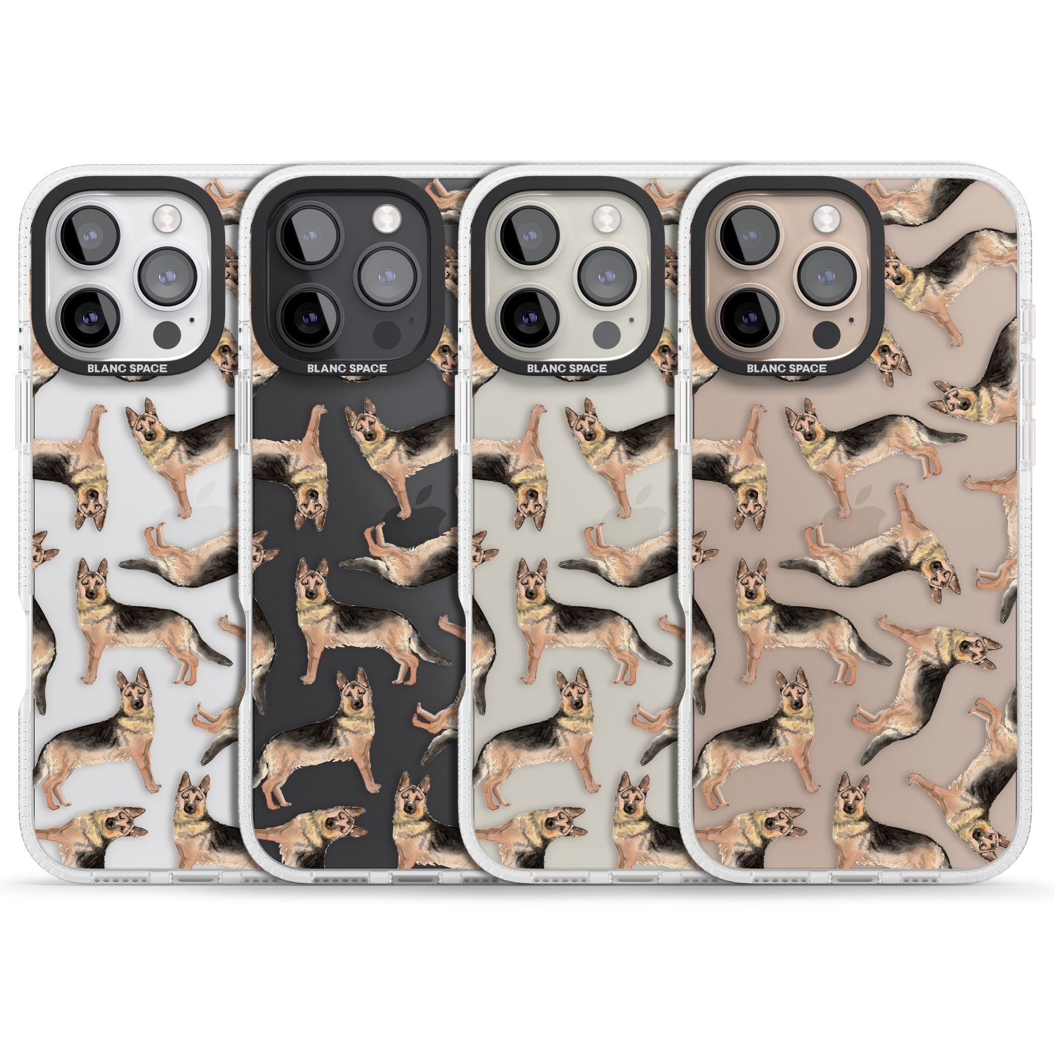 German Shepherd Watercolour Dog Pattern iPhone 16 Pro Max / 16 Pro Clear Case Impact Air - Blanc Space
