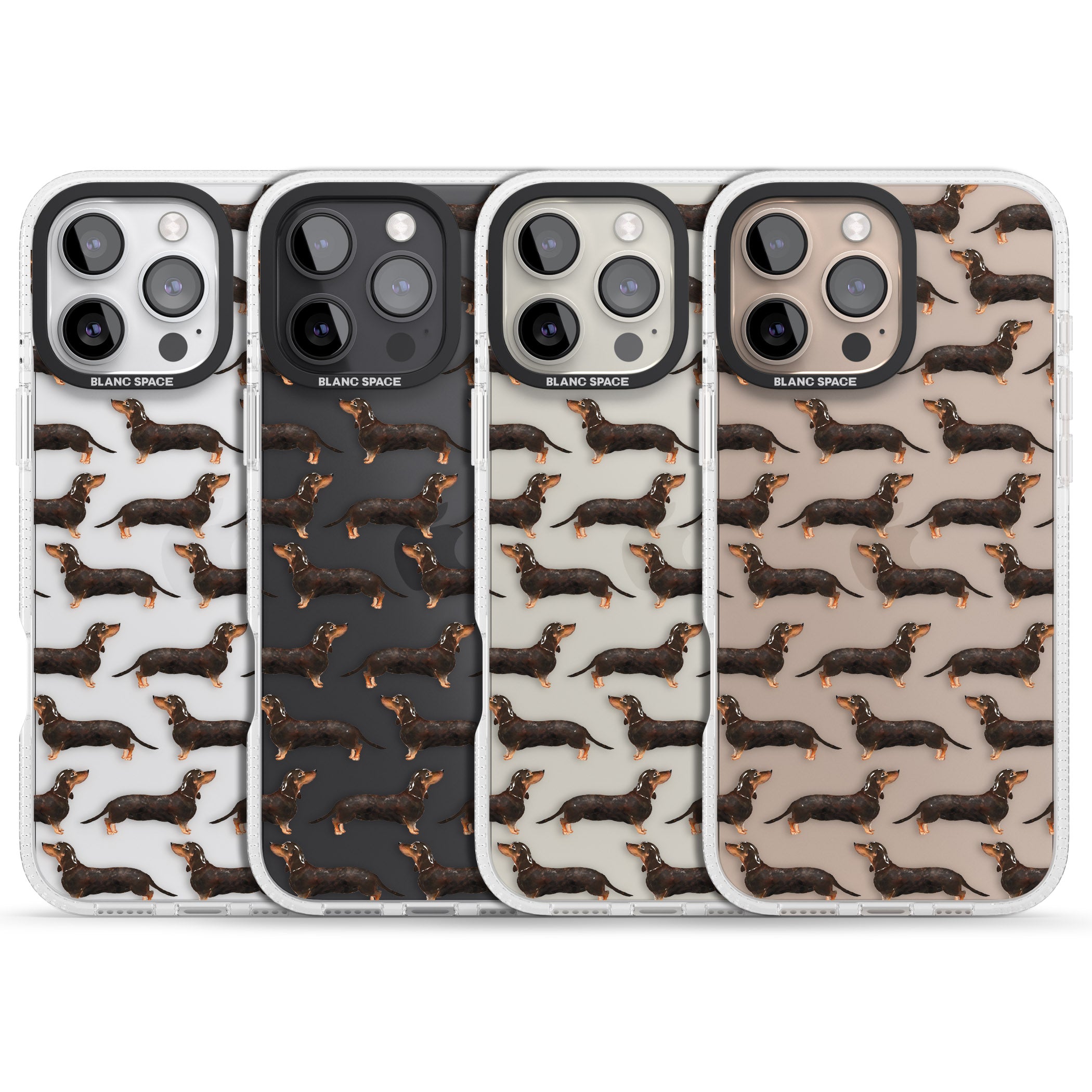 Dachshund (Black & Tan) Watercolour Dog Pattern iPhone 16 Pro Max / 16 Pro Clear Case Impact Air - Blanc Space