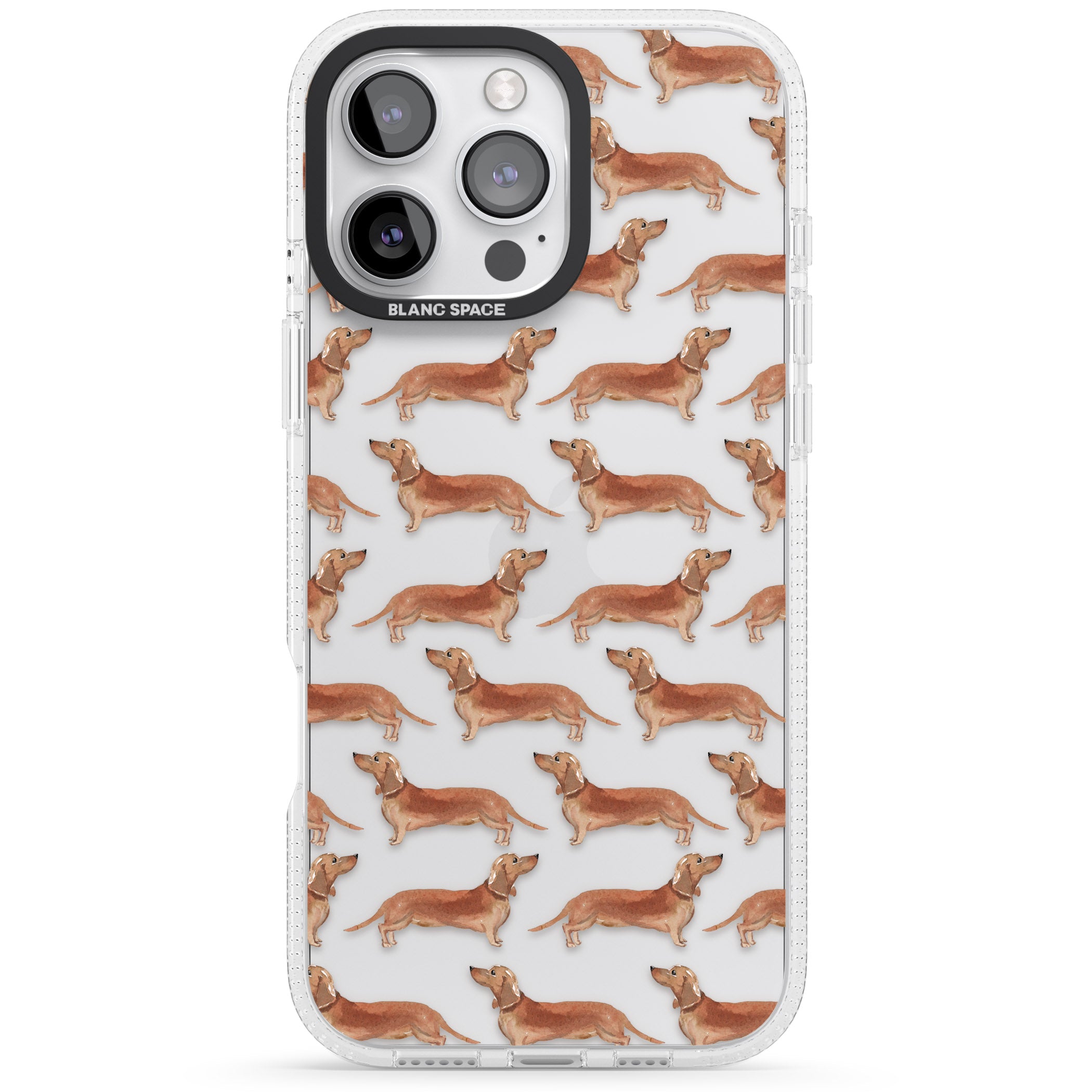 Dachshund (Red) Watercolour Dog Pattern iPhone 16 Pro Max / 16 Pro Clear Case Impact Air - Blanc Space