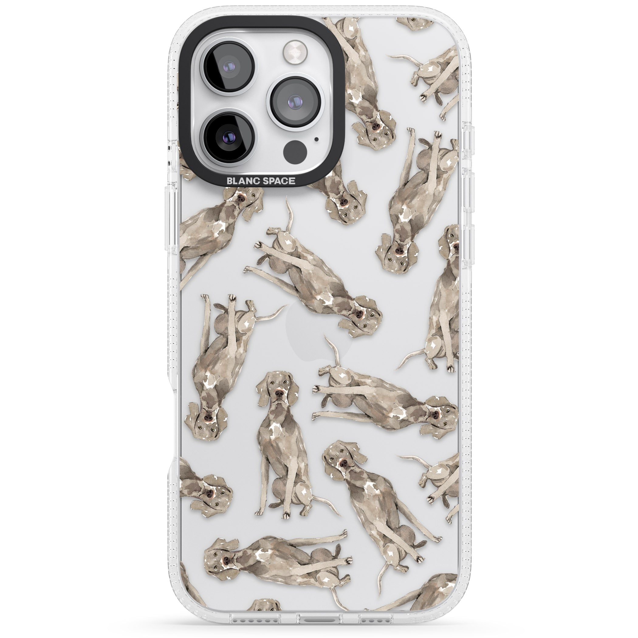 Weimaraner Watercolour Dog Pattern iPhone 16 Pro Max / 16 Pro Clear Case Impact Air - Blanc Space