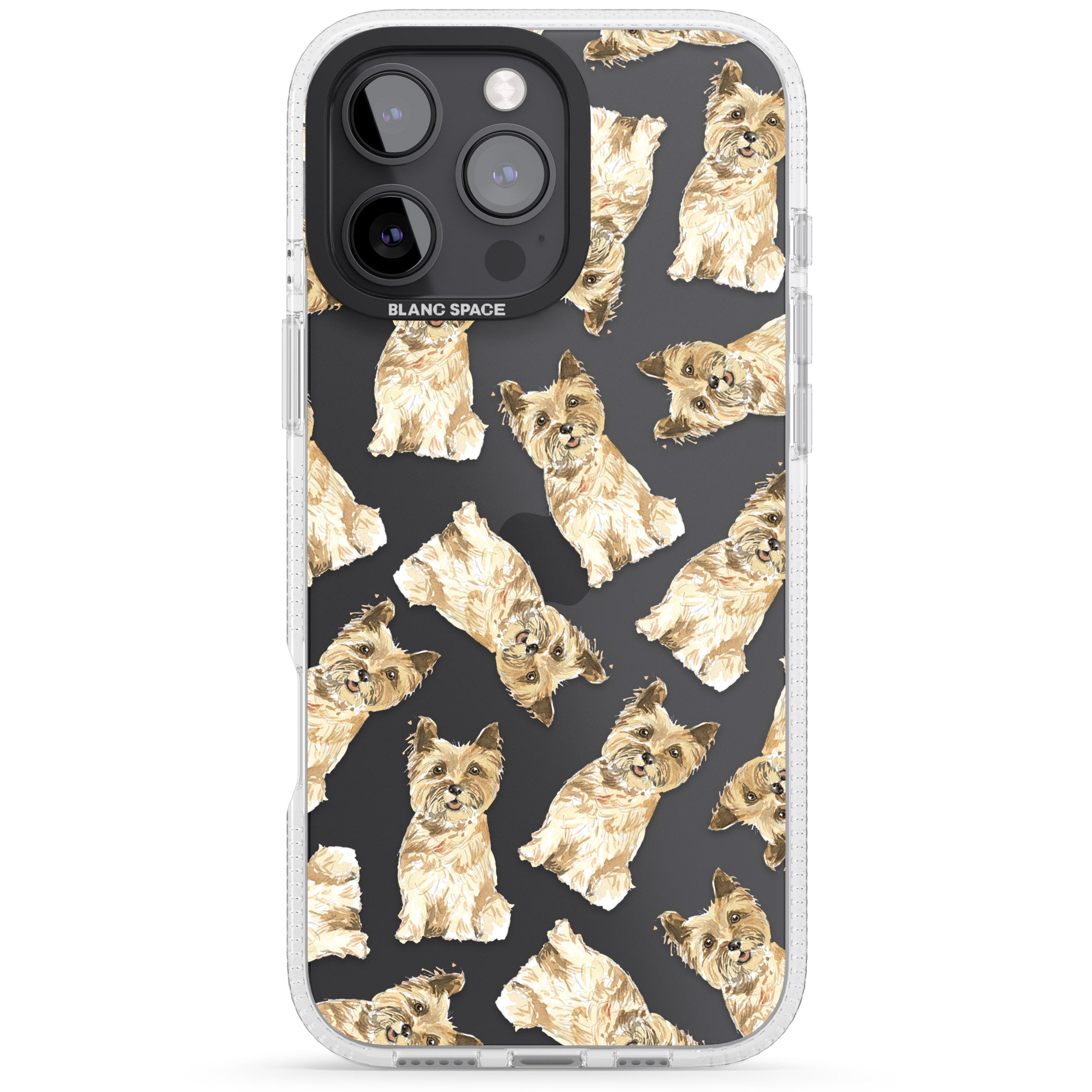 Cairn Terrier Watercolour Dog Pattern iPhone 16 Pro Max / 16 Pro Clear Case Impact Air - Blanc Space