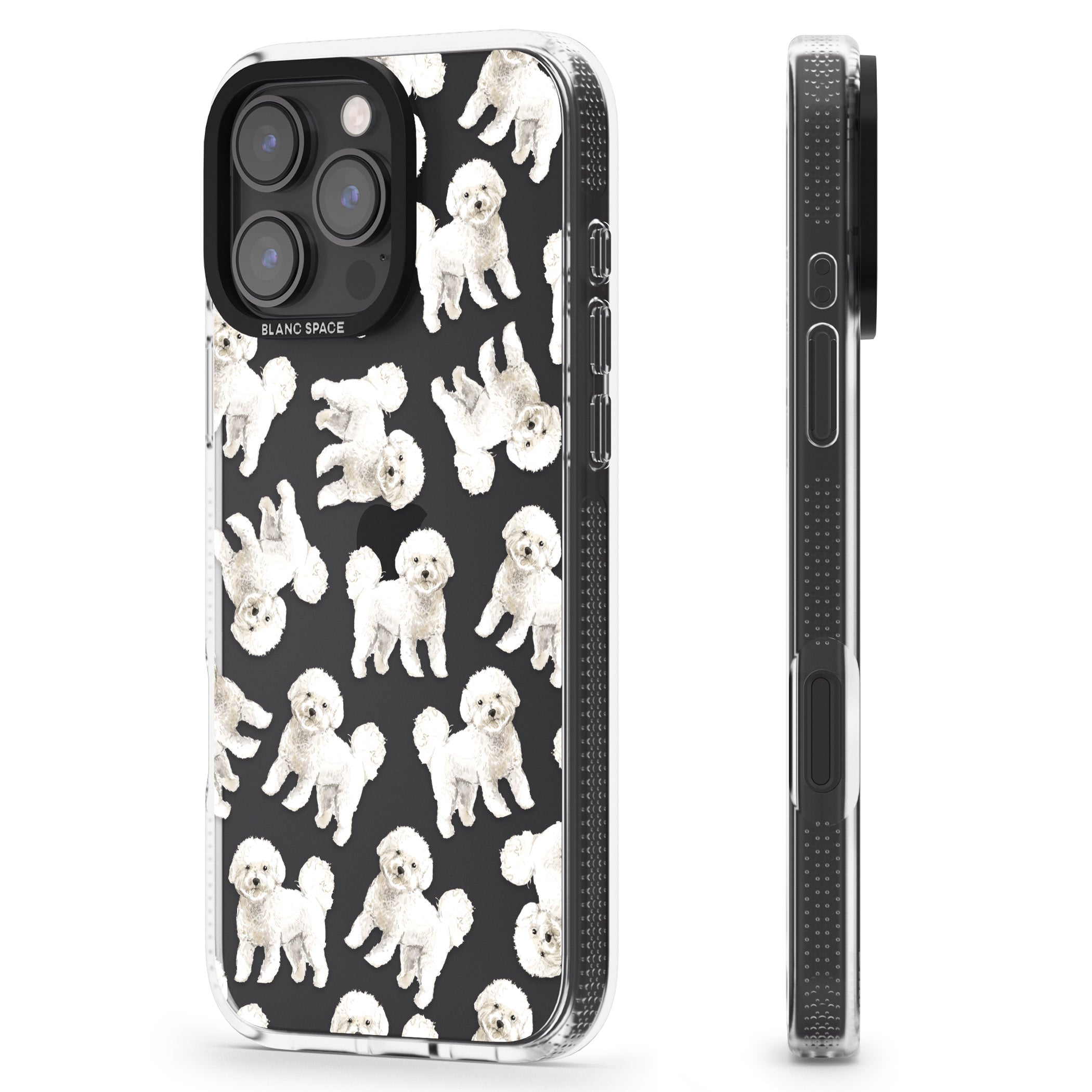 Bichon Frise Watercolour Dog Pattern iPhone 16 Pro Max / 16 Pro Clear Case Impact Air - Blanc Space