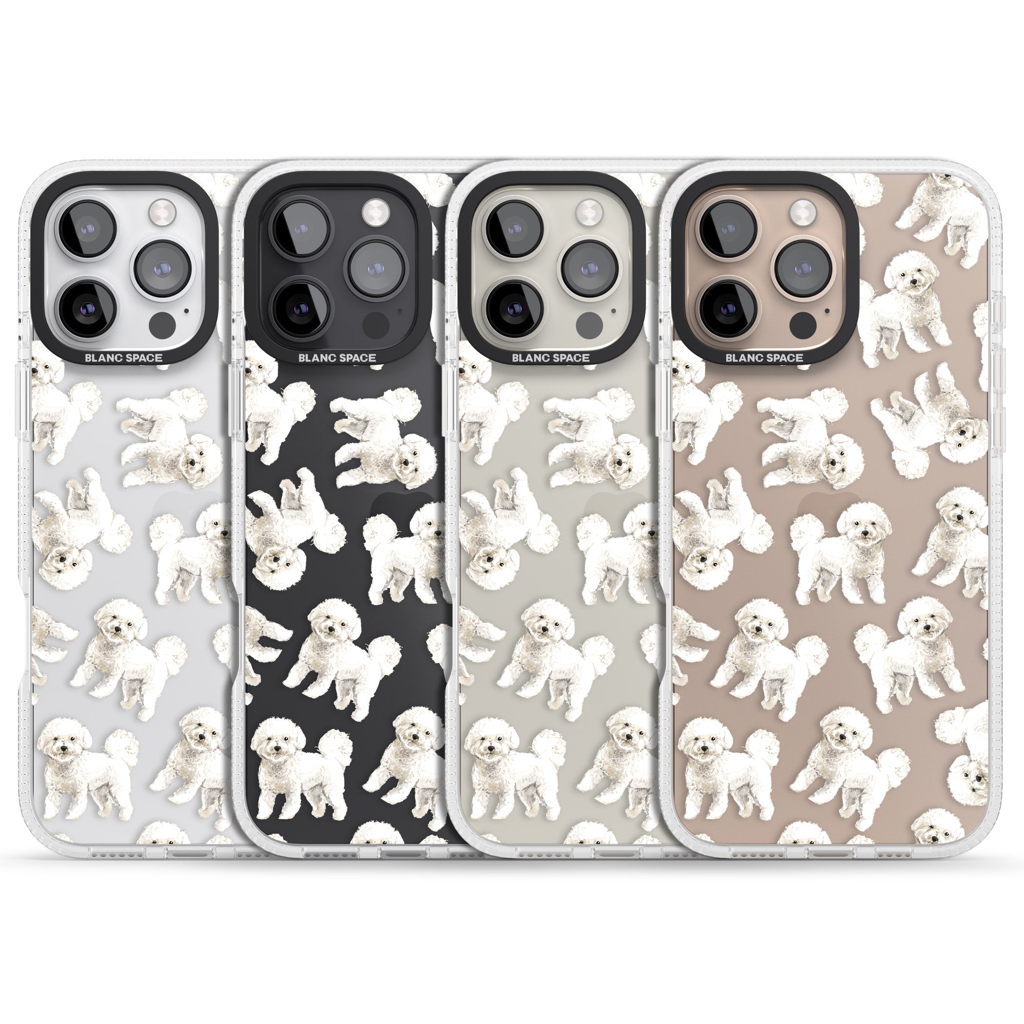 Bichon Frise Watercolour Dog Pattern iPhone 16 Pro Max / 16 Pro Clear Case Impact Air - Blanc Space