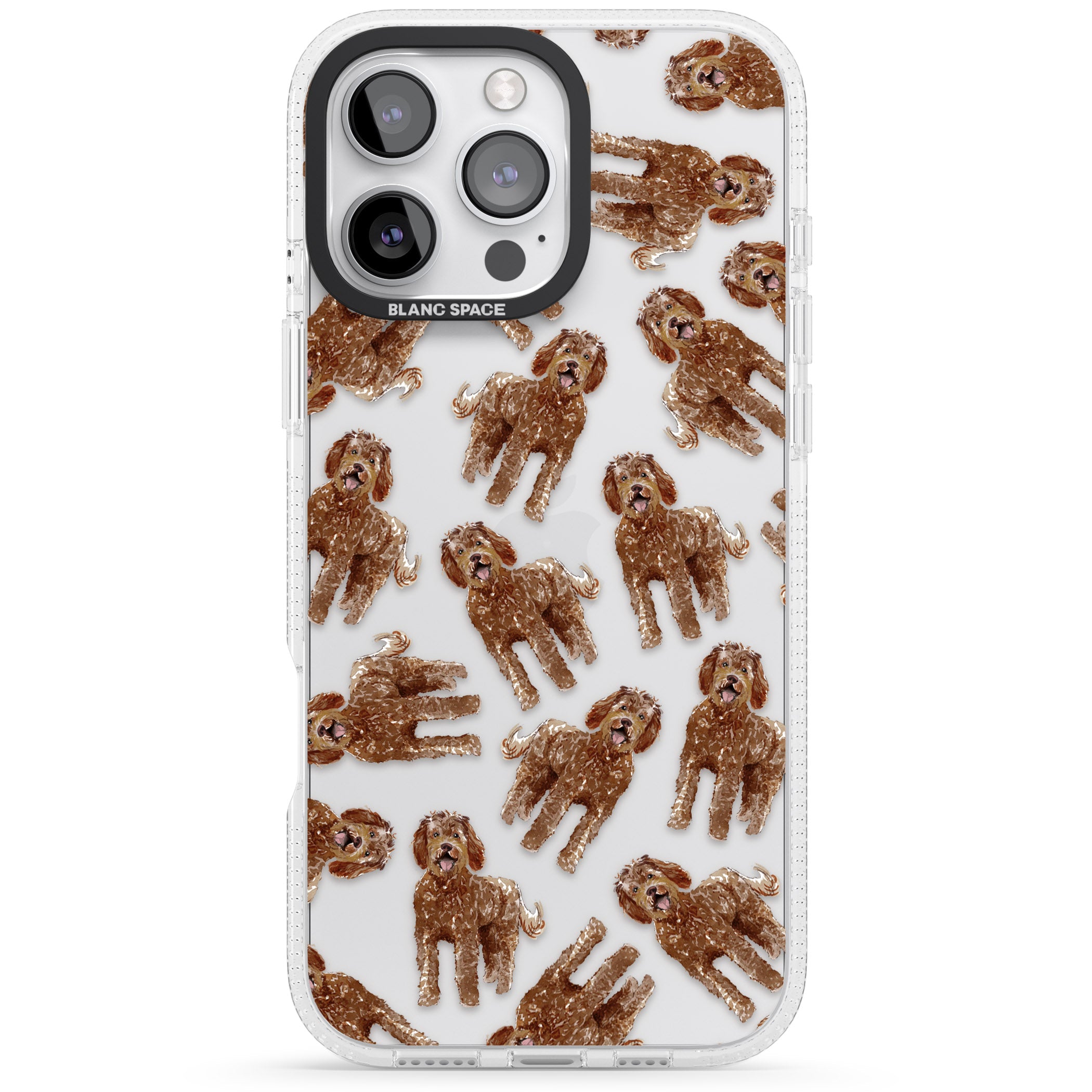 Labradoodle (Brown) Watercolour Dog Pattern iPhone 16 Pro Max / 16 Pro Clear Case Impact Air - Blanc Space