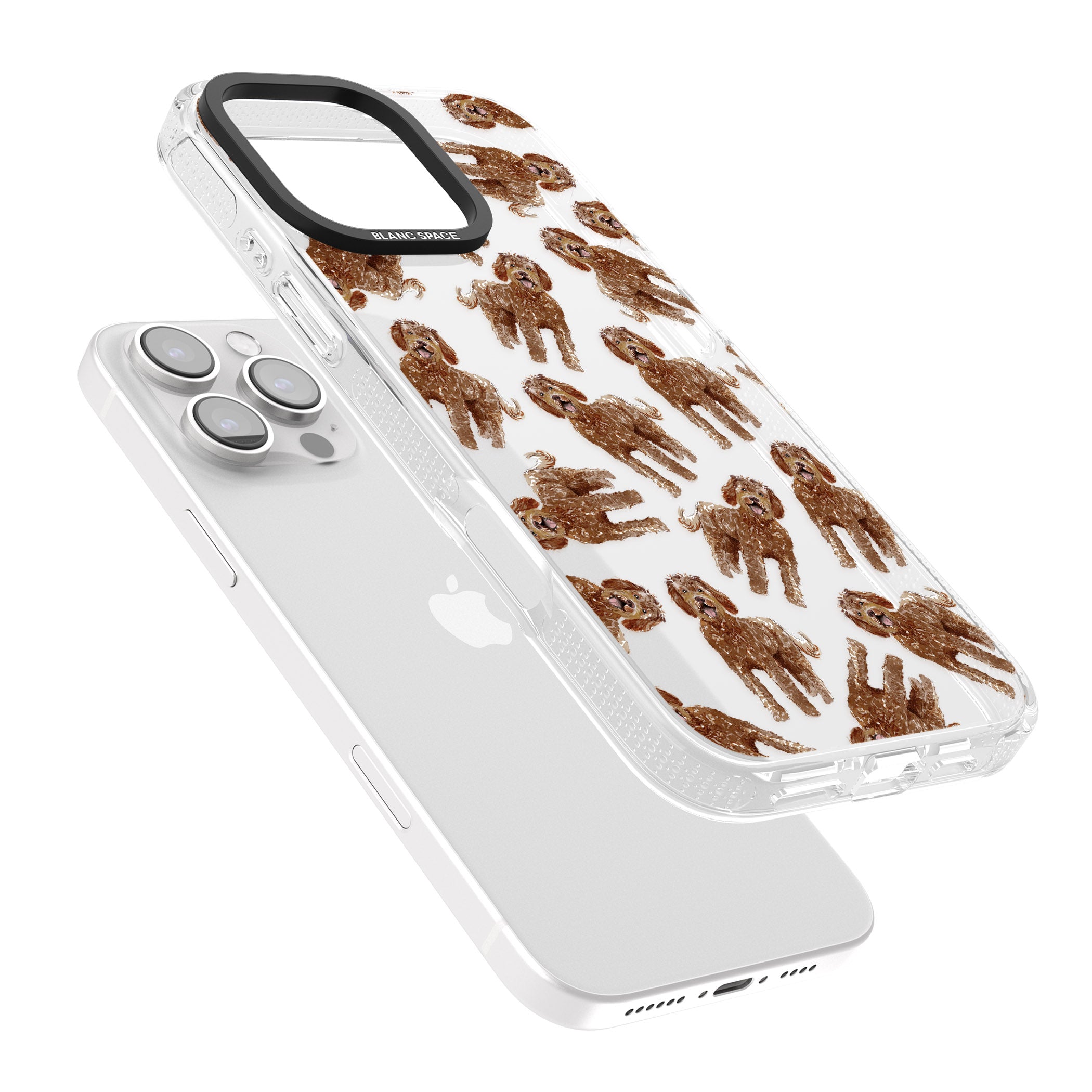 Labradoodle (Brown) Watercolour Dog Pattern iPhone 16 Pro Max / 16 Pro Clear Case Impact Air - Blanc Space