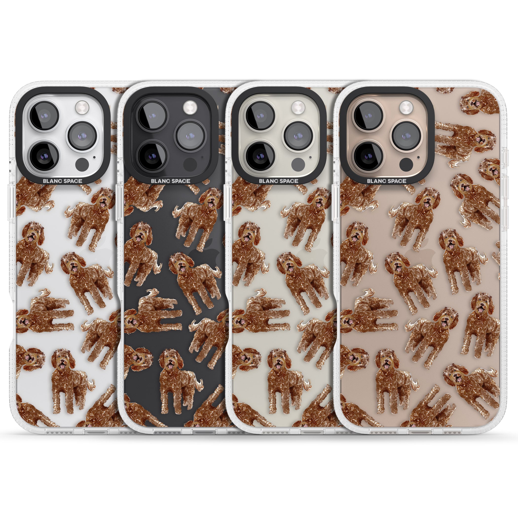 Labradoodle (Brown) Watercolour Dog Pattern iPhone 16 Pro Max / 16 Pro Clear Case Impact Air - Blanc Space