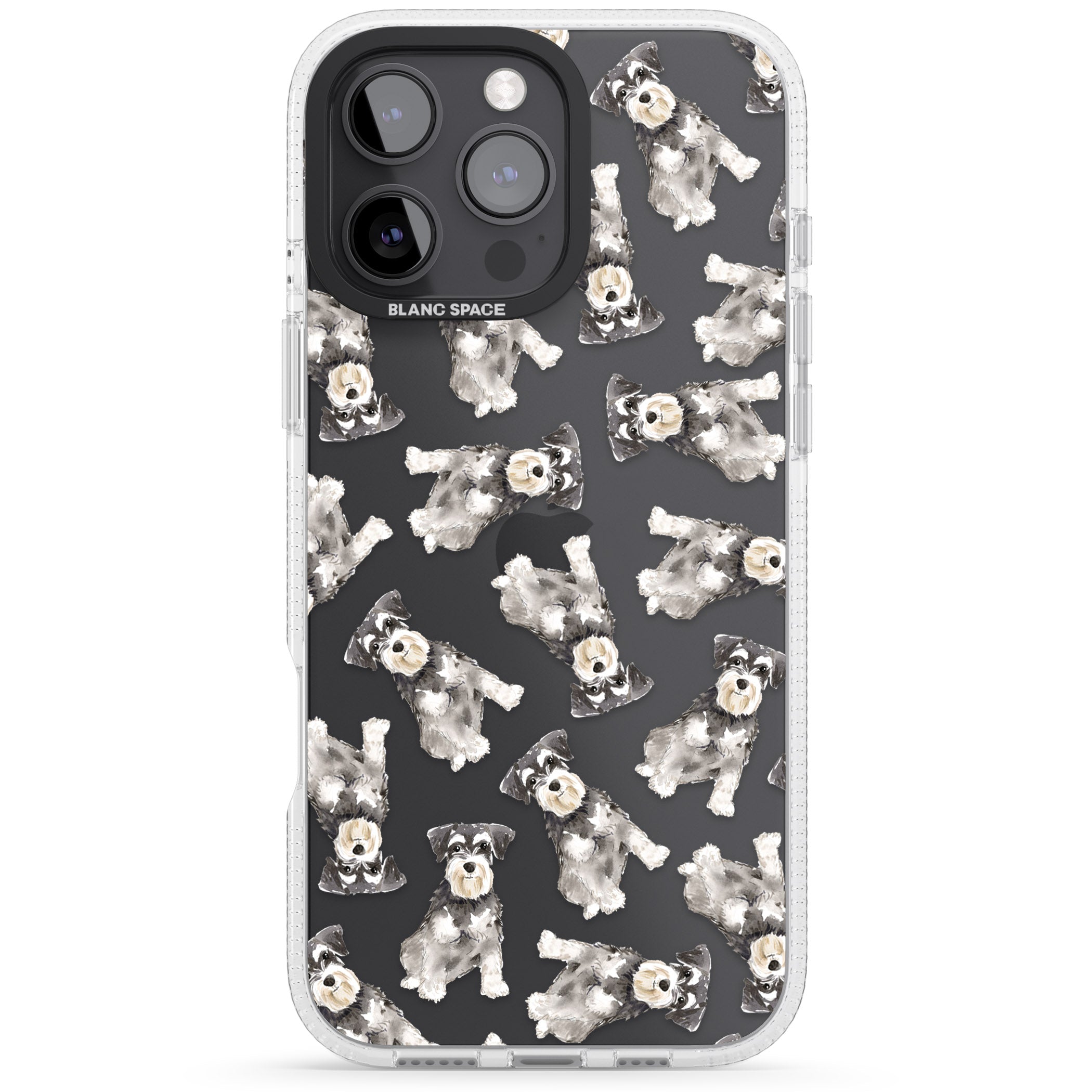 Miniature Schnauzer Watercolour Dog Pattern iPhone 16 Pro Max / 16 Pro Clear Case Impact Air - Blanc Space