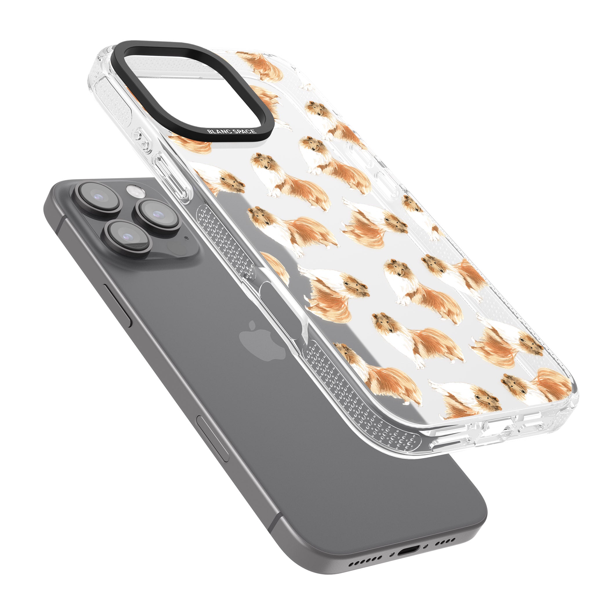 Rough Collie Watercolour Dog Pattern iPhone 16 Pro Max / 16 Pro Clear Case Impact Air - Blanc Space