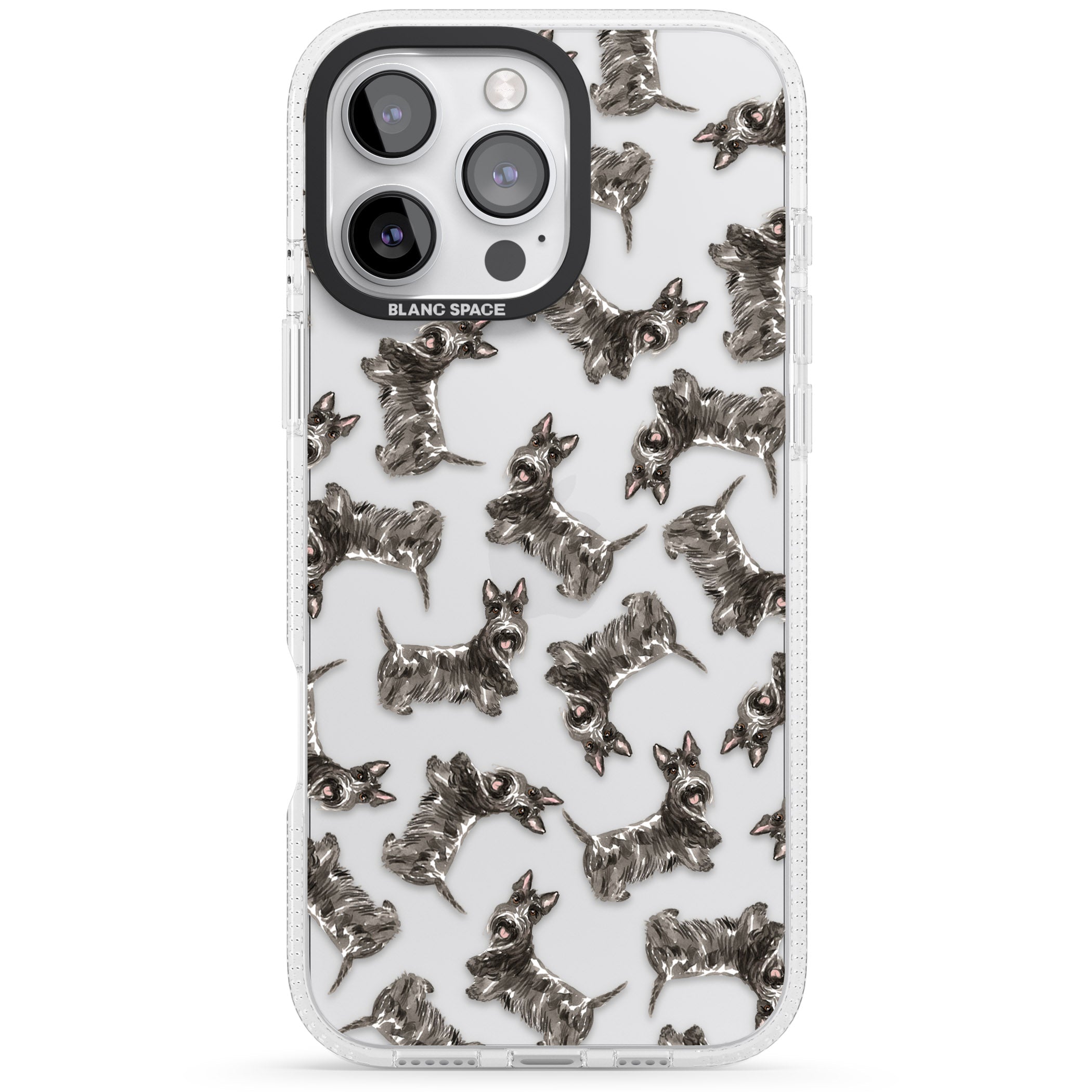 Scottish Terrier Watercolour Dog Pattern iPhone 16 Pro Max / 16 Pro Clear Case Impact Air - Blanc Space
