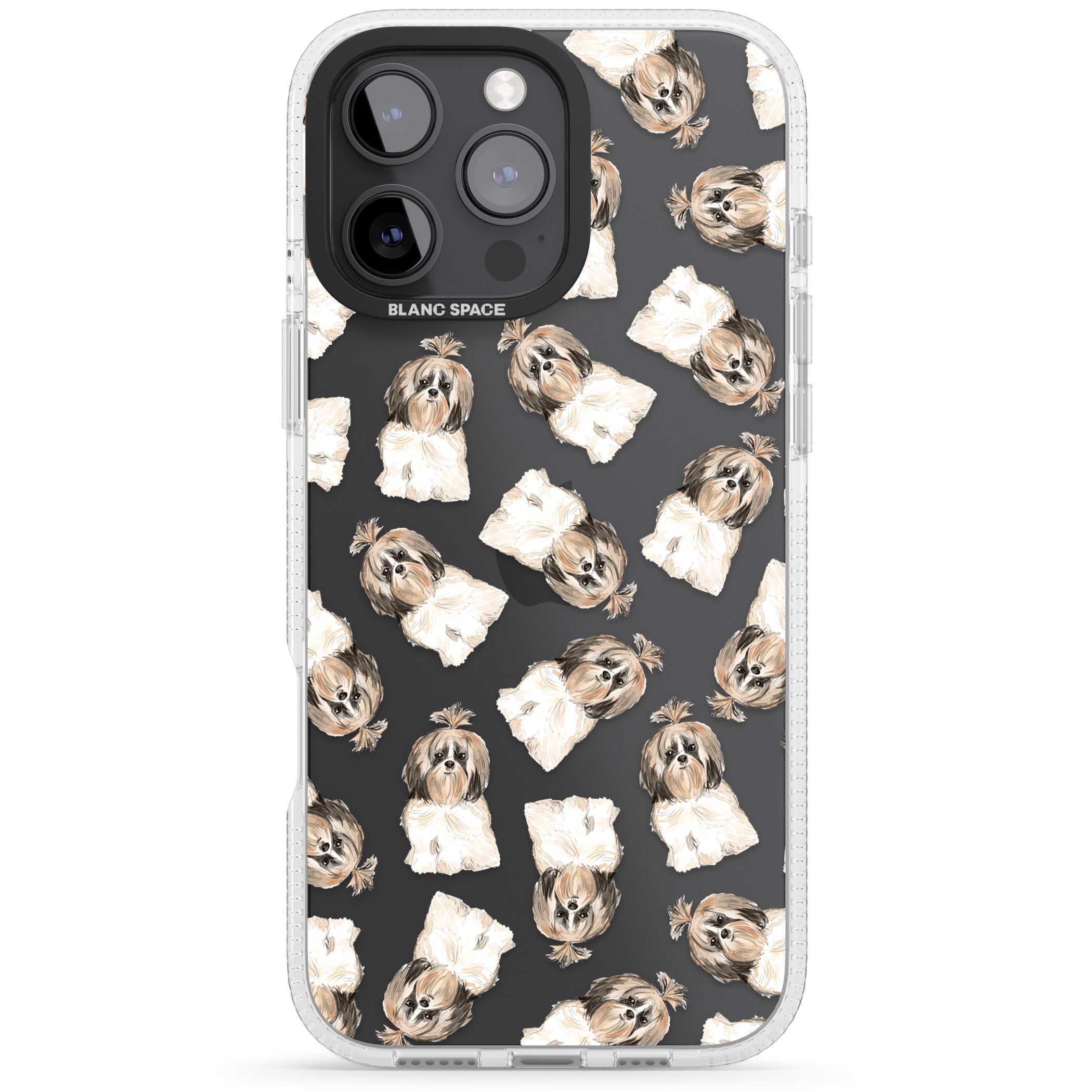 Shih tzu (Long Hair) Watercolour Dog Pattern iPhone 16 Pro Max / 16 Pro Clear Case Impact Air - Blanc Space