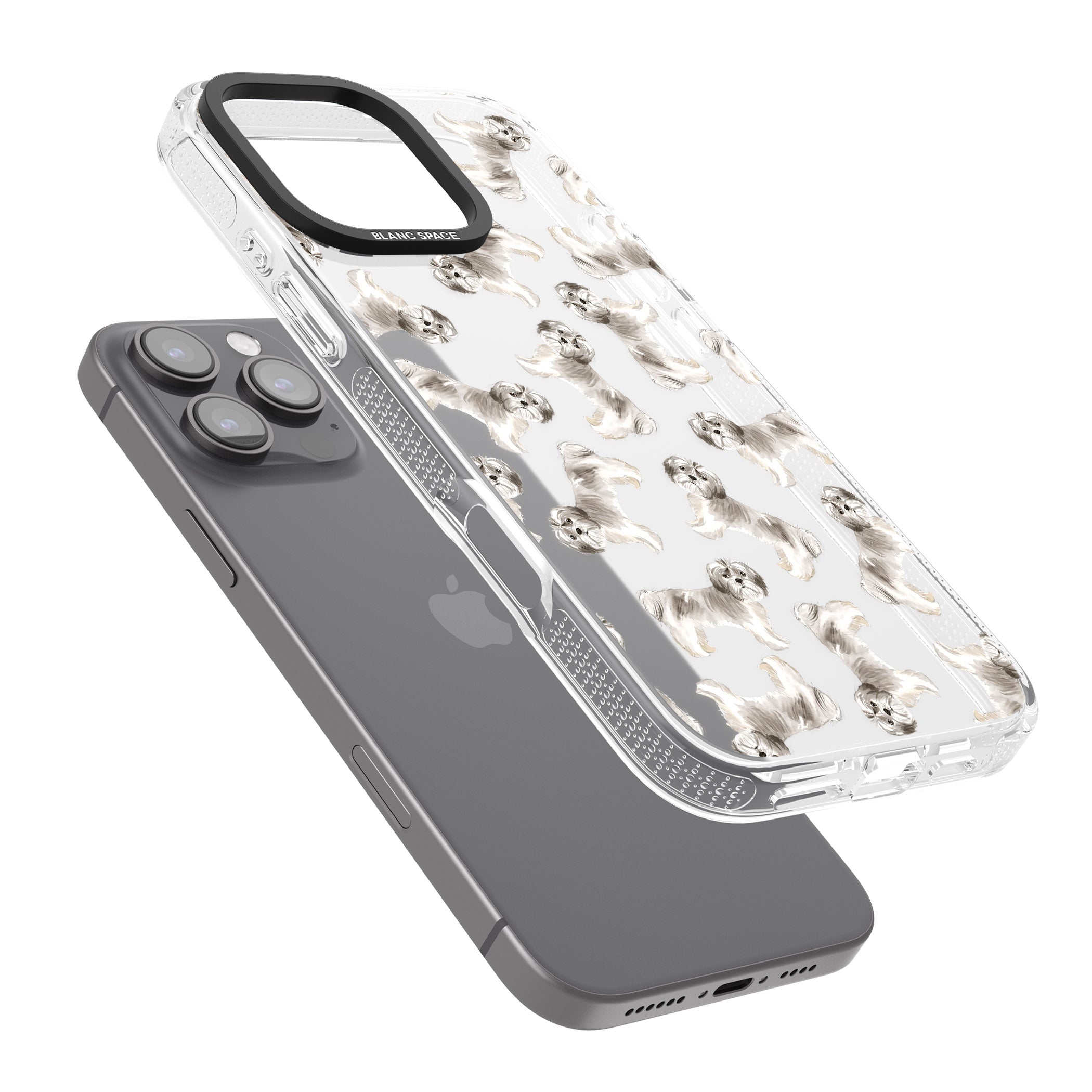Shih tzu (Short Hair) Watercolour Dog Pattern iPhone 16 Pro Max / 16 Pro Clear Case Impact Air - Blanc Space