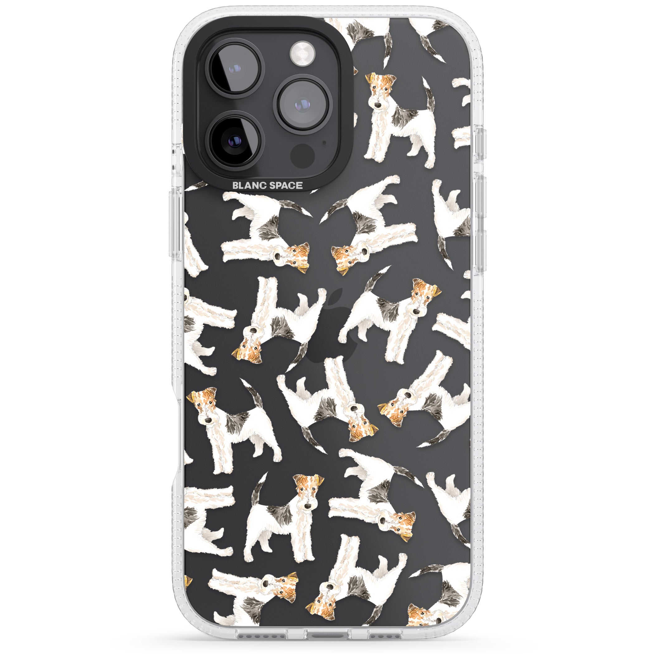Wire Haired Fox Terrier Watercolour Dog Pattern iPhone 16 Pro Max / 16 Pro Clear Case Impact Air - Blanc Space