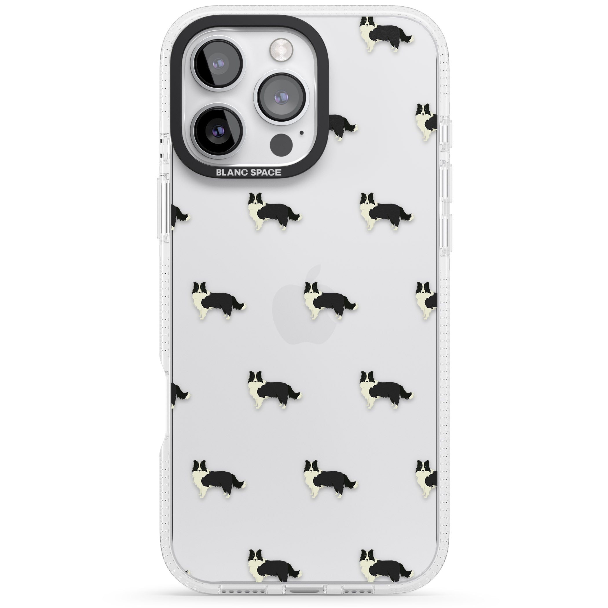 Border Collie Dog Pattern Clear iPhone 16 Pro Max / 16 Pro Clear Case Impact Air - Blanc Space