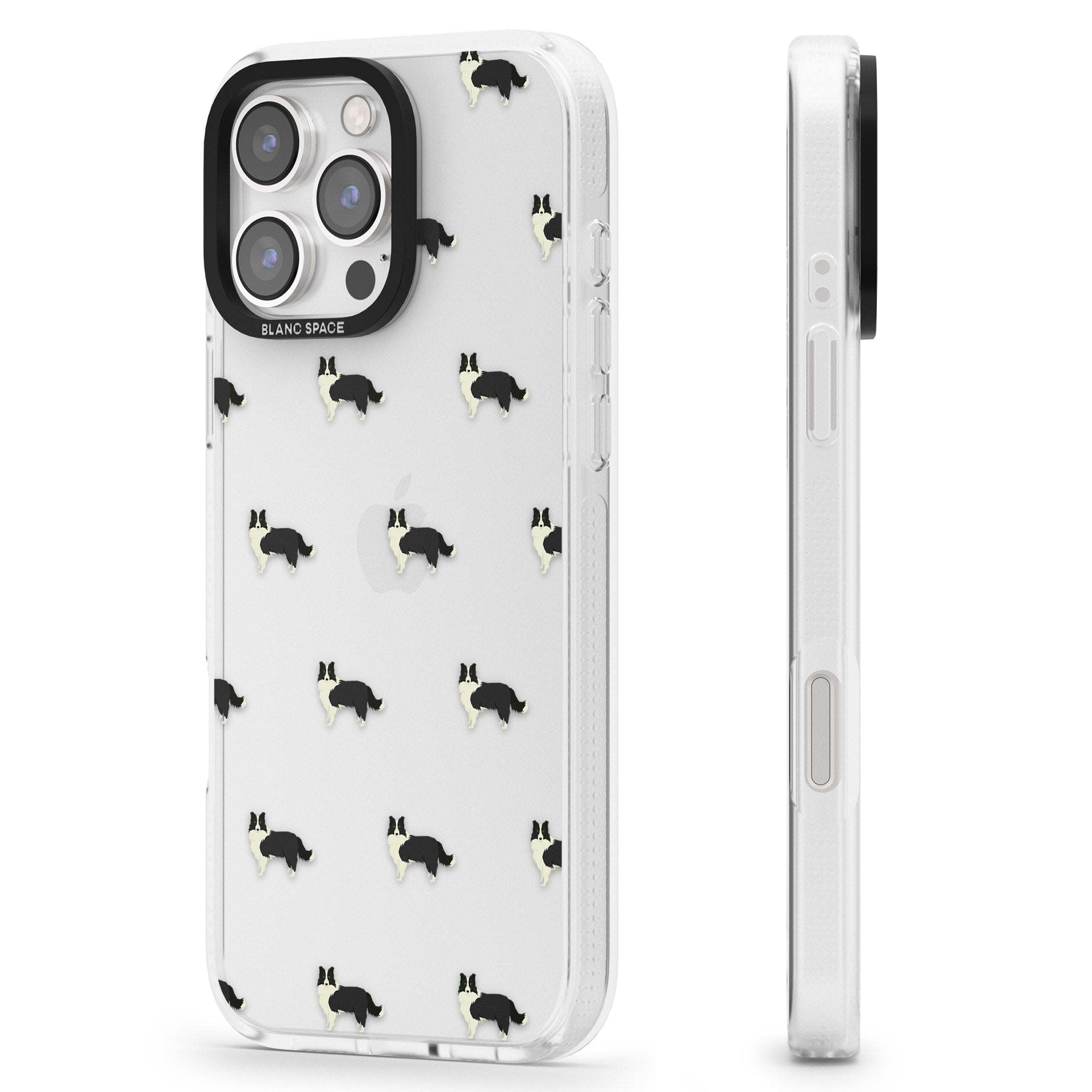Border Collie Dog Pattern Clear iPhone 16 Pro Max / 16 Pro Clear Case Impact Air - Blanc Space