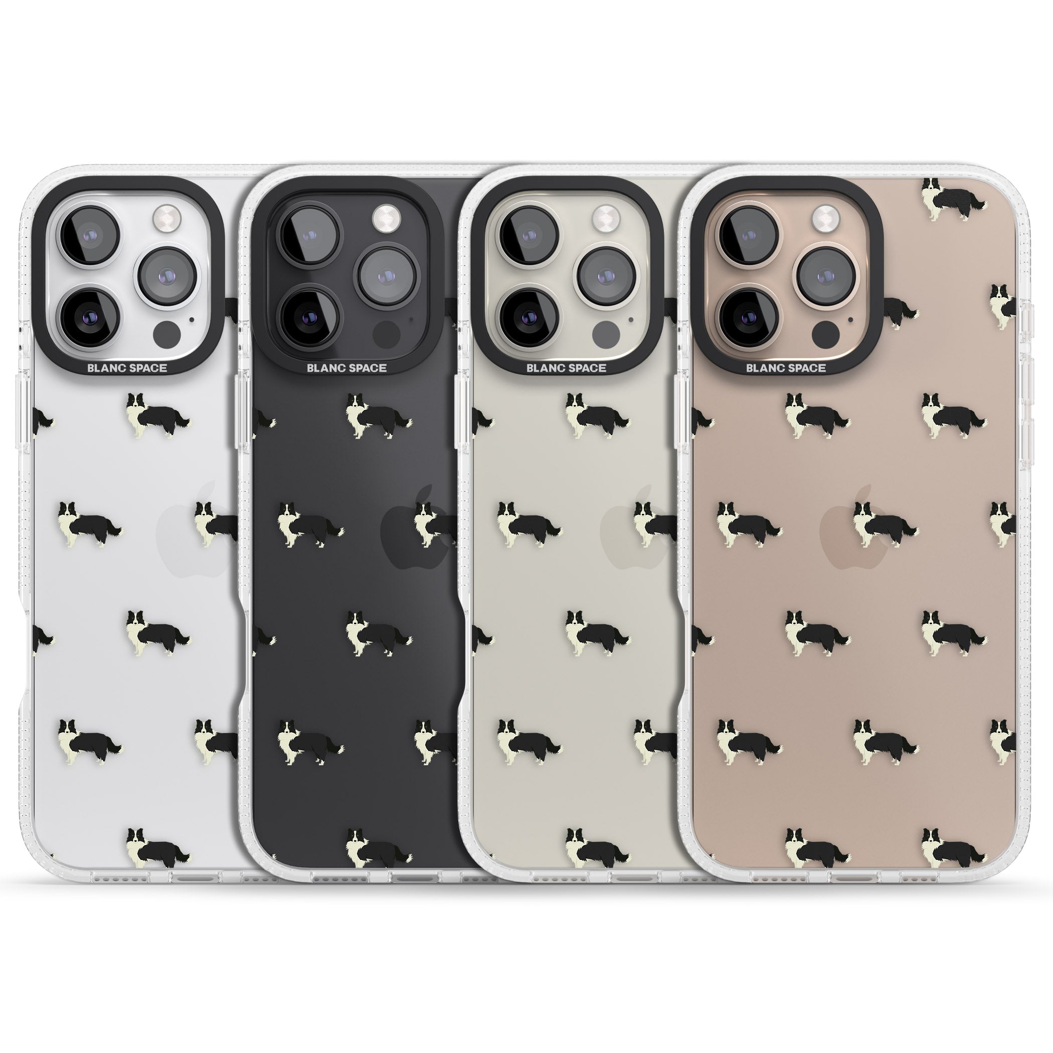 Border Collie Dog Pattern Clear iPhone 16 Pro Max / 16 Pro Clear Case Impact Air - Blanc Space