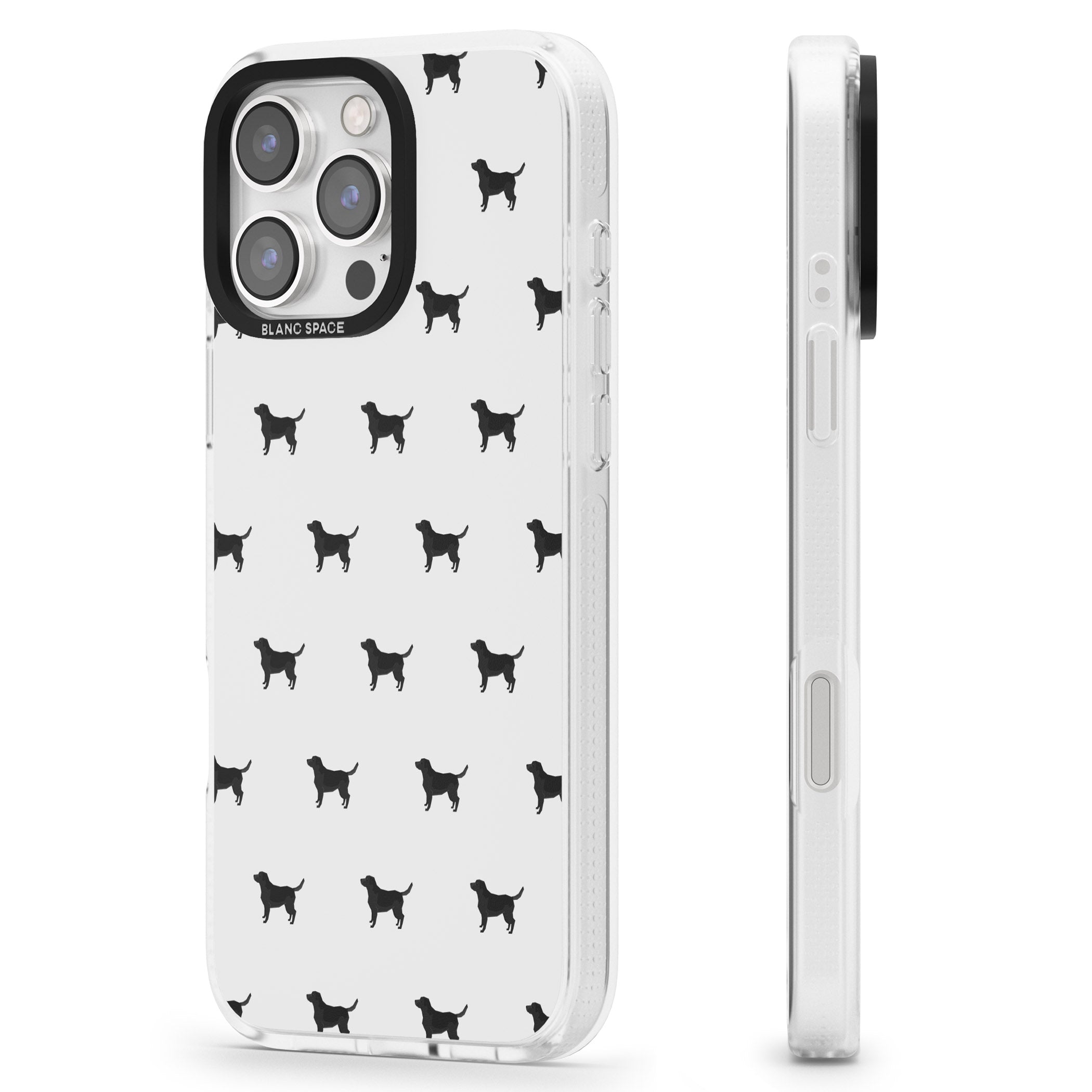 Black Labrador Dog Pattern iPhone 16 Pro Max / 16 Pro Clear Case Impact Air - Blanc Space