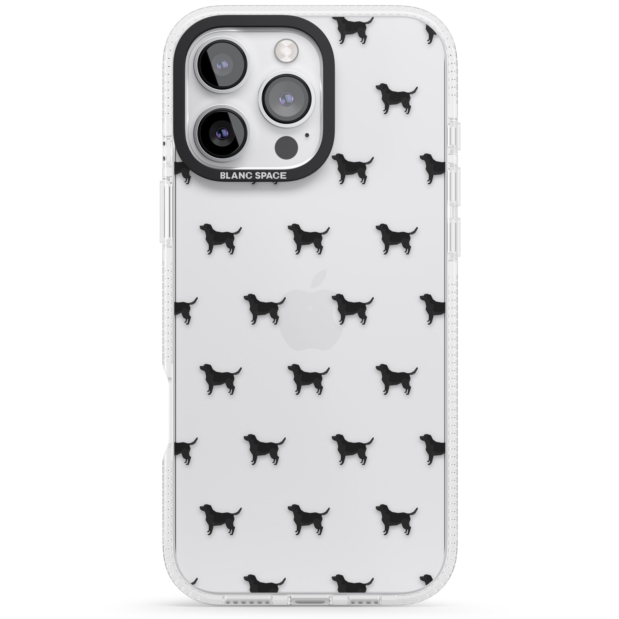Black Labrador Dog Pattern Clear iPhone 16 Pro Max / 16 Pro Clear Case Impact Air - Blanc Space