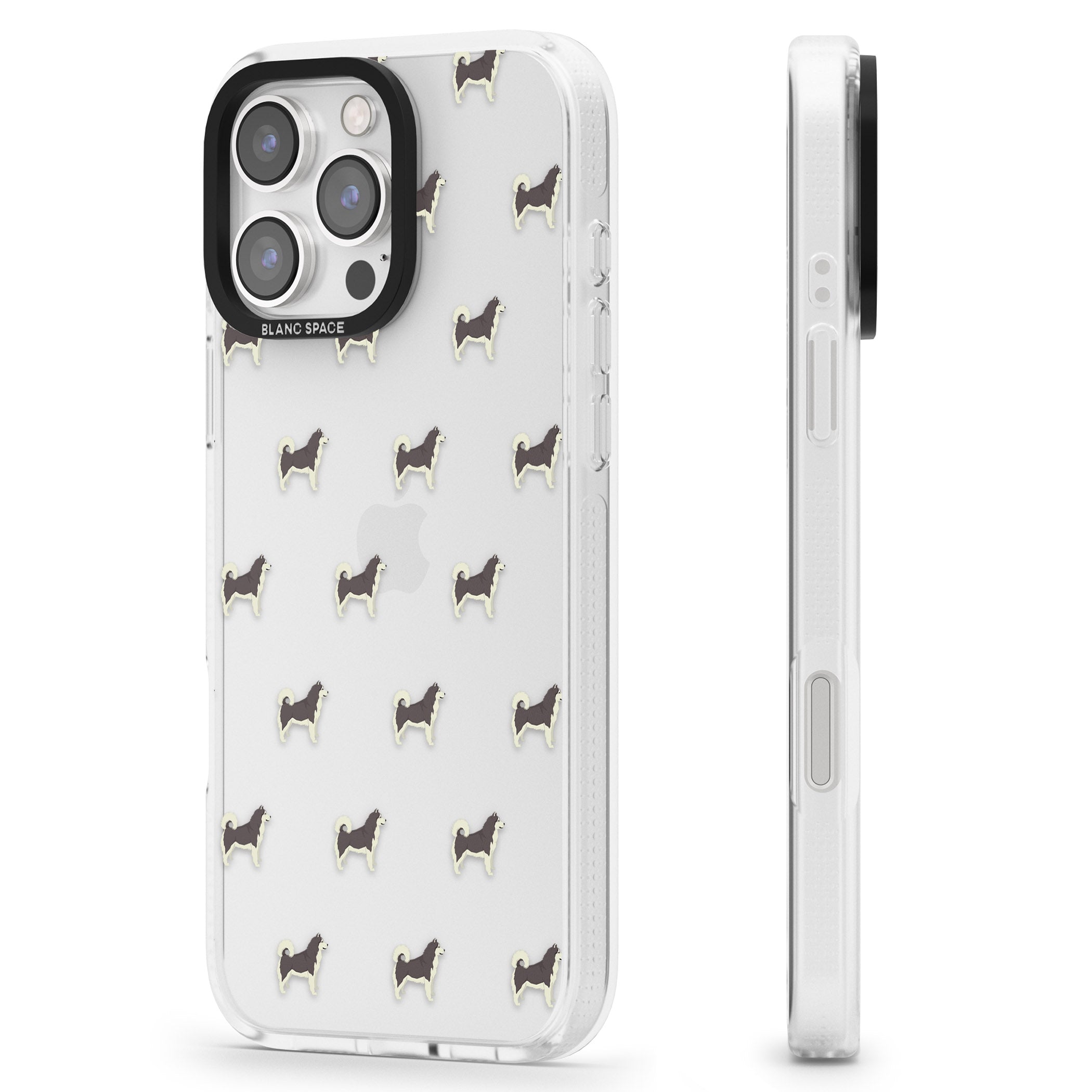 Alaskan Malamute Dog Pattern Clear iPhone 16 Pro Max / 16 Pro Clear Case Impact Air - Blanc Space