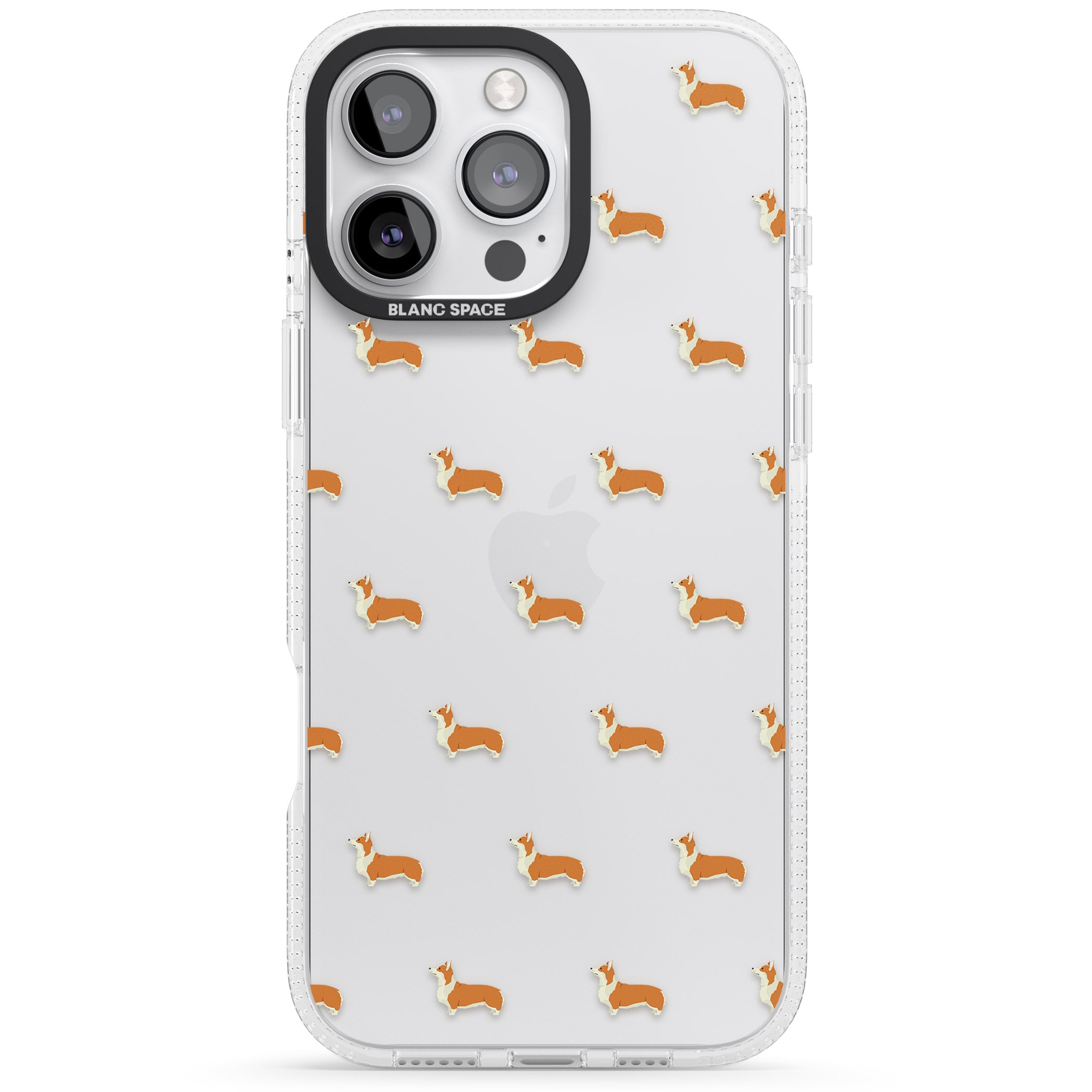 Pembroke Welsh Corgi Dog Pattern Clear iPhone 16 Pro Max / 16 Pro Clear Case Impact Air - Blanc Space