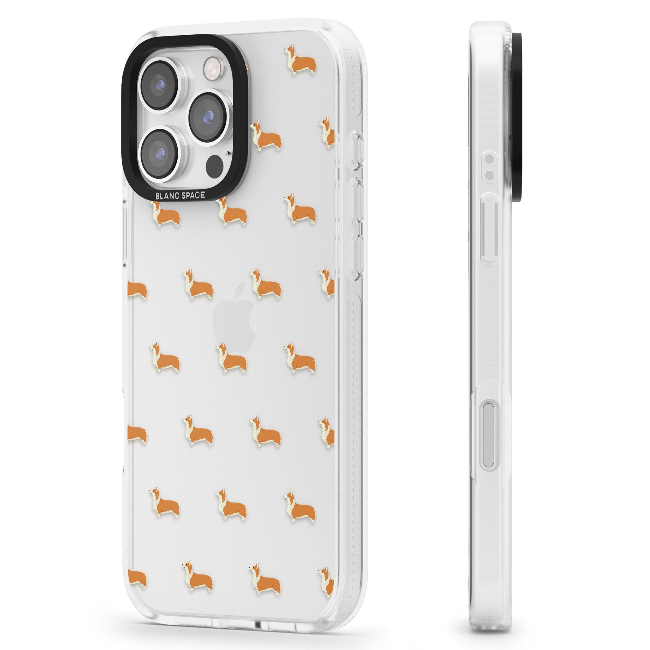 Pembroke Welsh Corgi Dog Pattern Clear iPhone 16 Pro Max / 16 Pro Clear Case Impact Air - Blanc Space