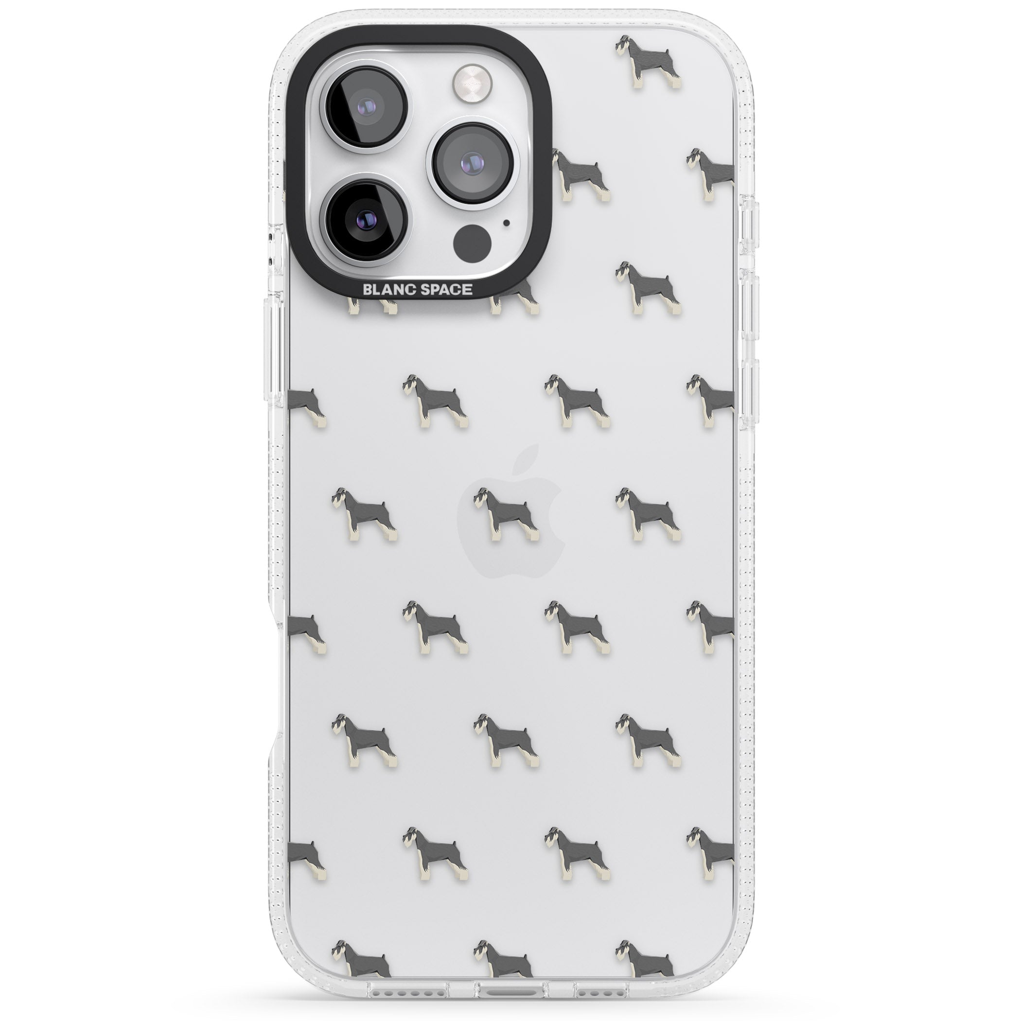 Schnauzer Dog Pattern Clear iPhone 16 Pro Max / 16 Pro Clear Case Impact Air - Blanc Space