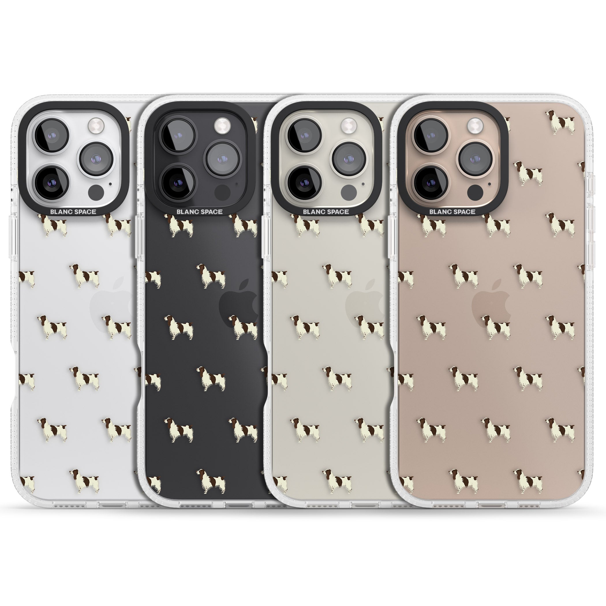 English Springer Spaniel Dog Pattern Clear iPhone 16 Pro Max / 16 Pro Clear Case Impact Air - Blanc Space