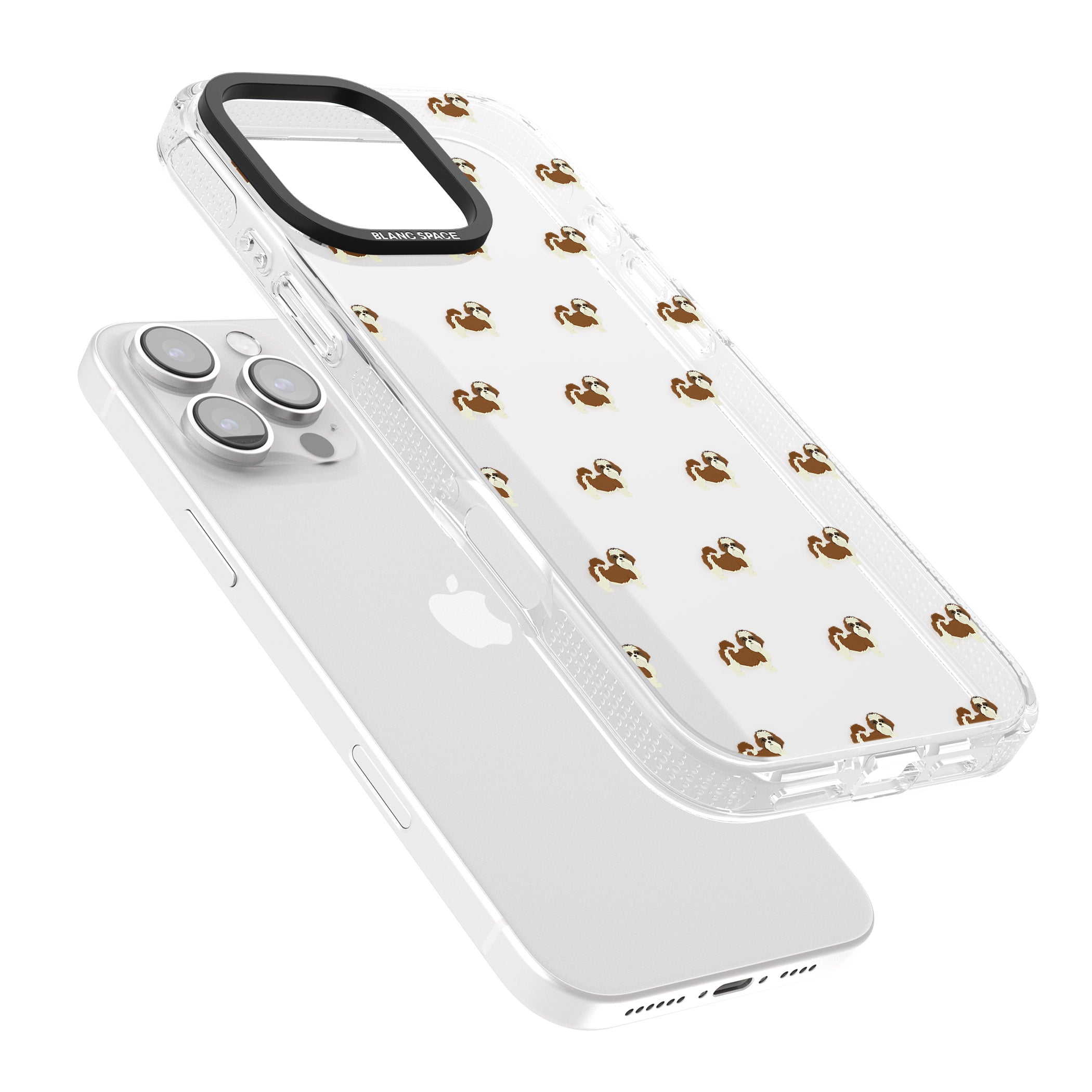 Shih Tzu Dog Pattern Clear iPhone 16 Pro Max / 16 Pro Clear Case Impact Air - Blanc Space