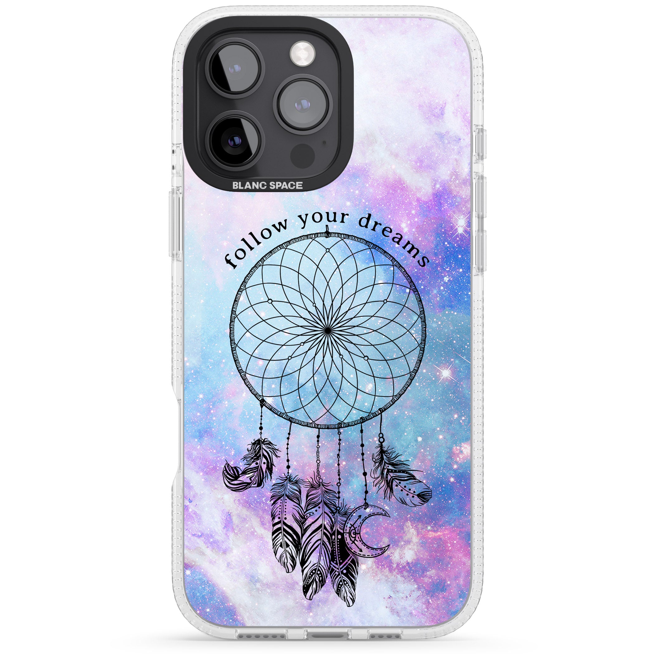 Simple Galaxy Pattern Dreamcatcher iPhone 16 Pro Max / 16 Pro Clear Case Impact Air - Blanc Space