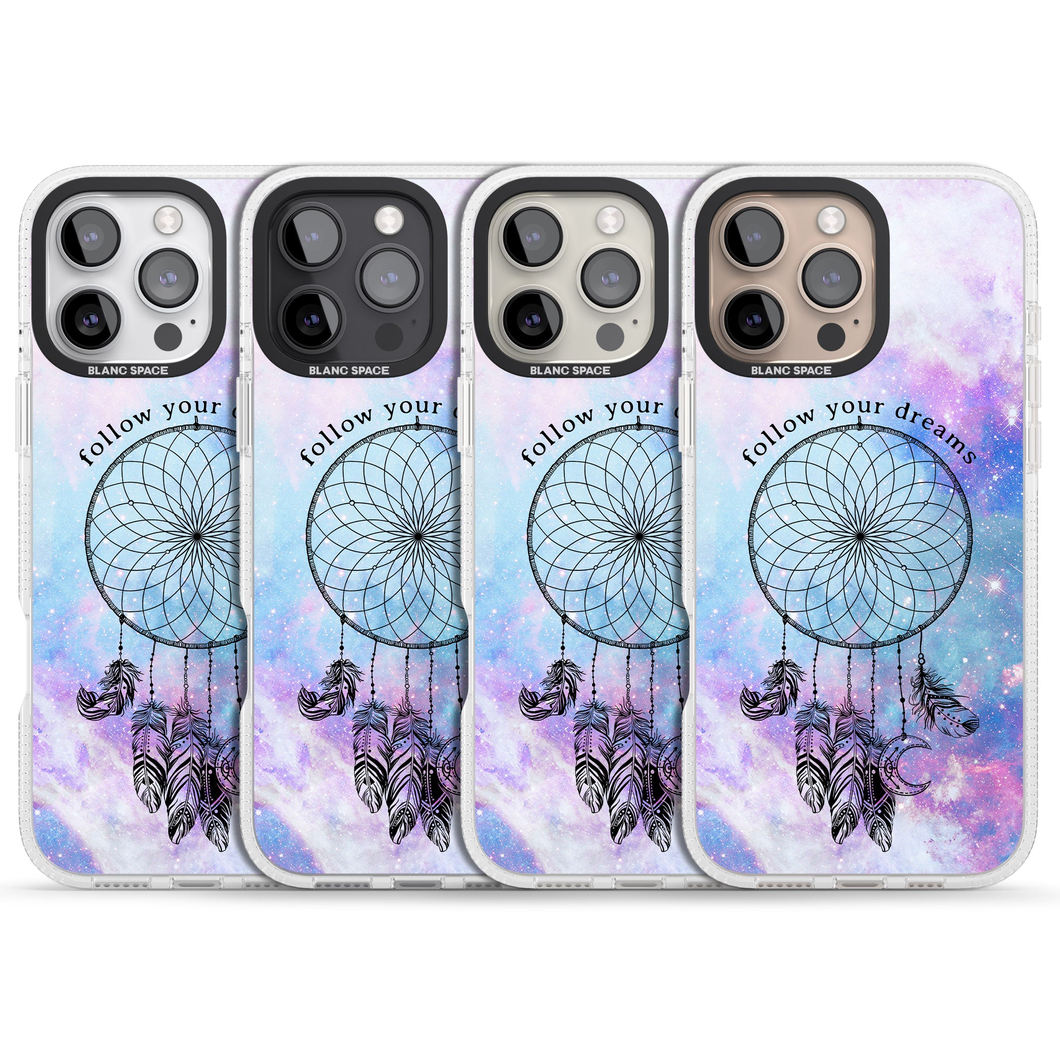 Simple Galaxy Pattern Dreamcatcher iPhone 16 Pro Max / 16 Pro Clear Case Impact Air - Blanc Space