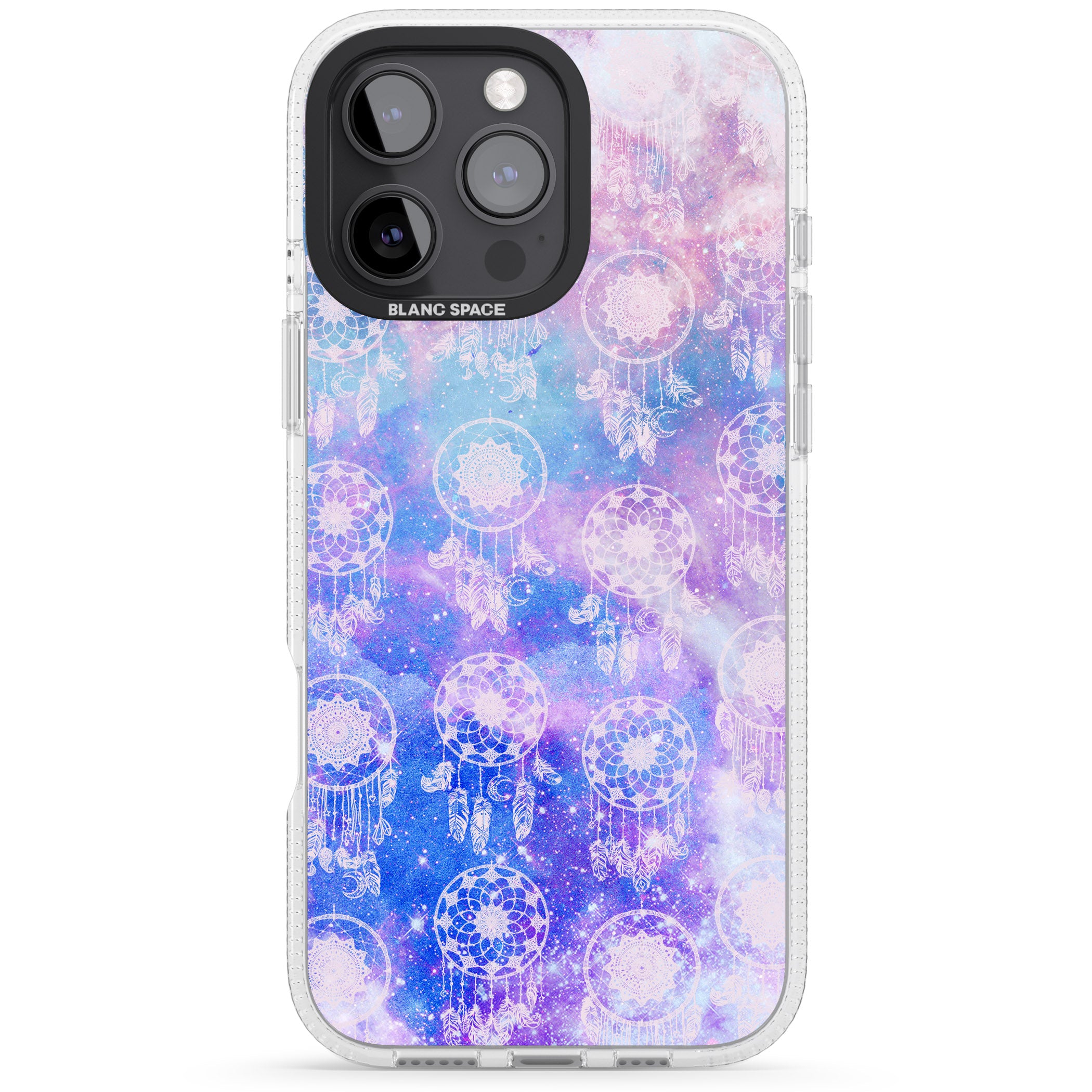 Dreamcatcher Pattern Galaxy Print Tie Dye iPhone 16 Pro Max / 16 Pro Clear Case Impact Air - Blanc Space