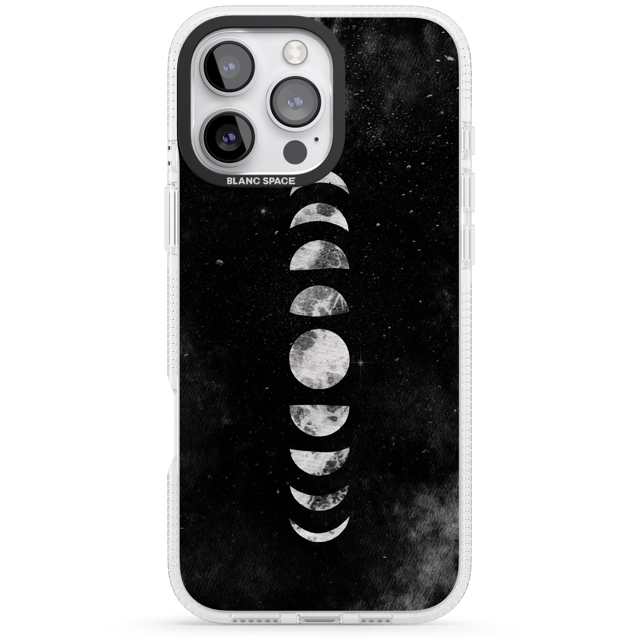 Watercolour Moon Phases iPhone 16 Pro Max / 16 Pro Clear Case Impact Air - Blanc Space