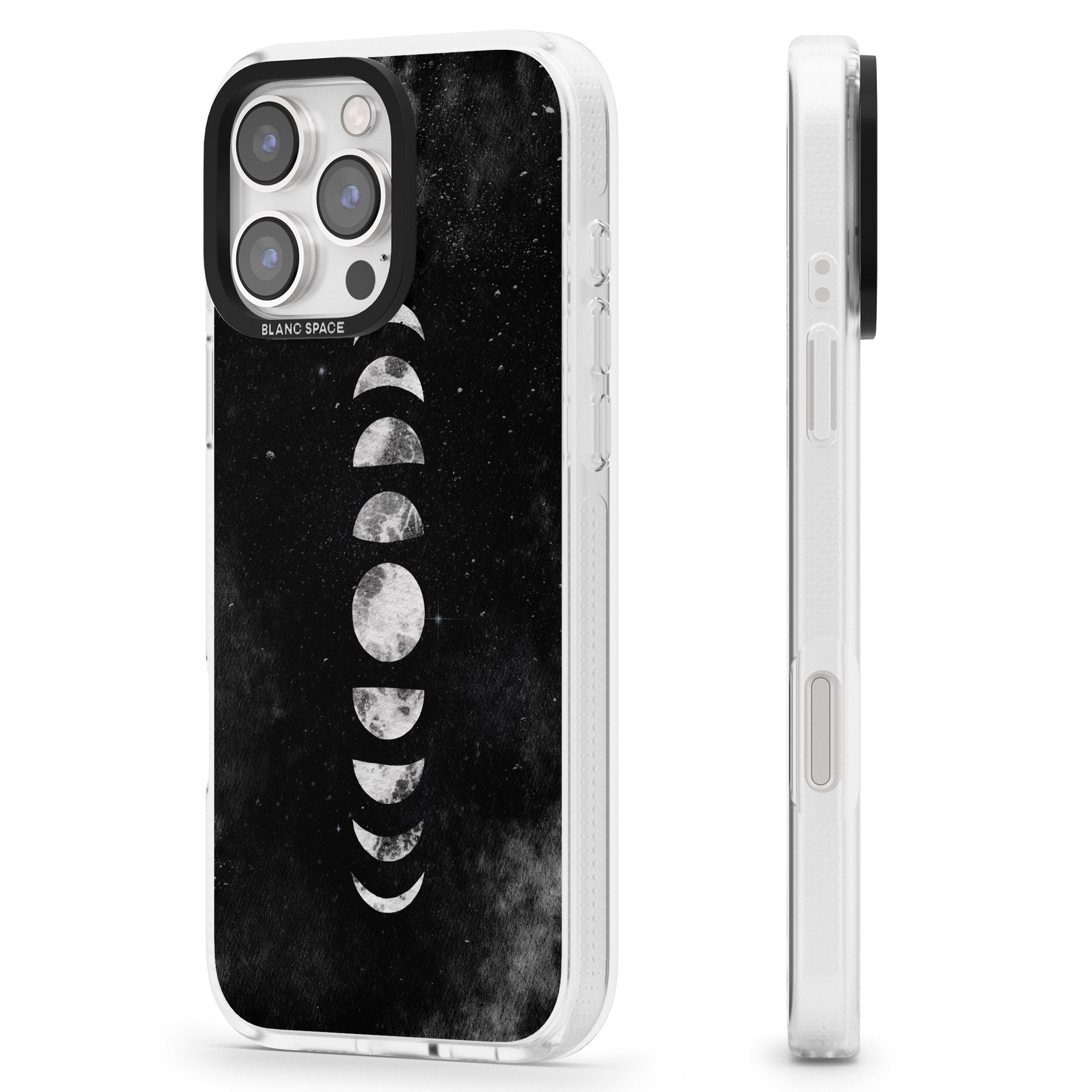 Watercolour Moon Phases iPhone 16 Pro Max / 16 Pro Clear Case Impact Air - Blanc Space