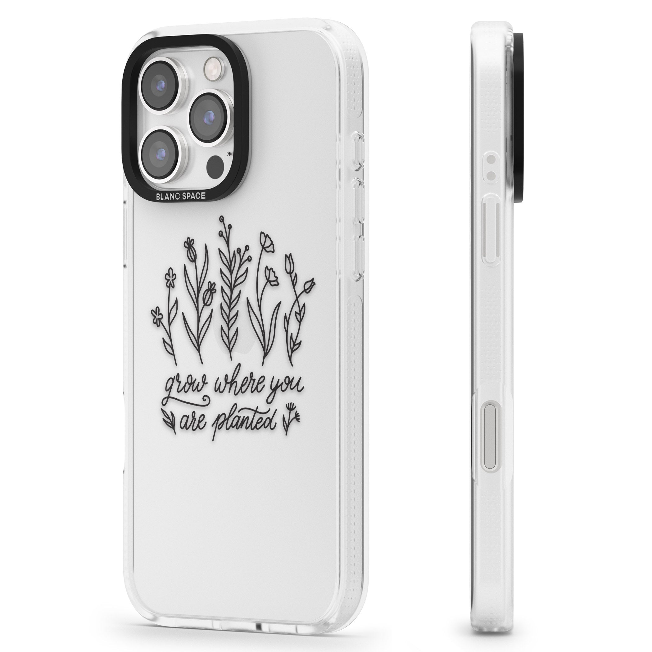 Grow where you are planted iPhone 16 Pro Max / 16 Pro Clear Case Impact Air - Blanc Space